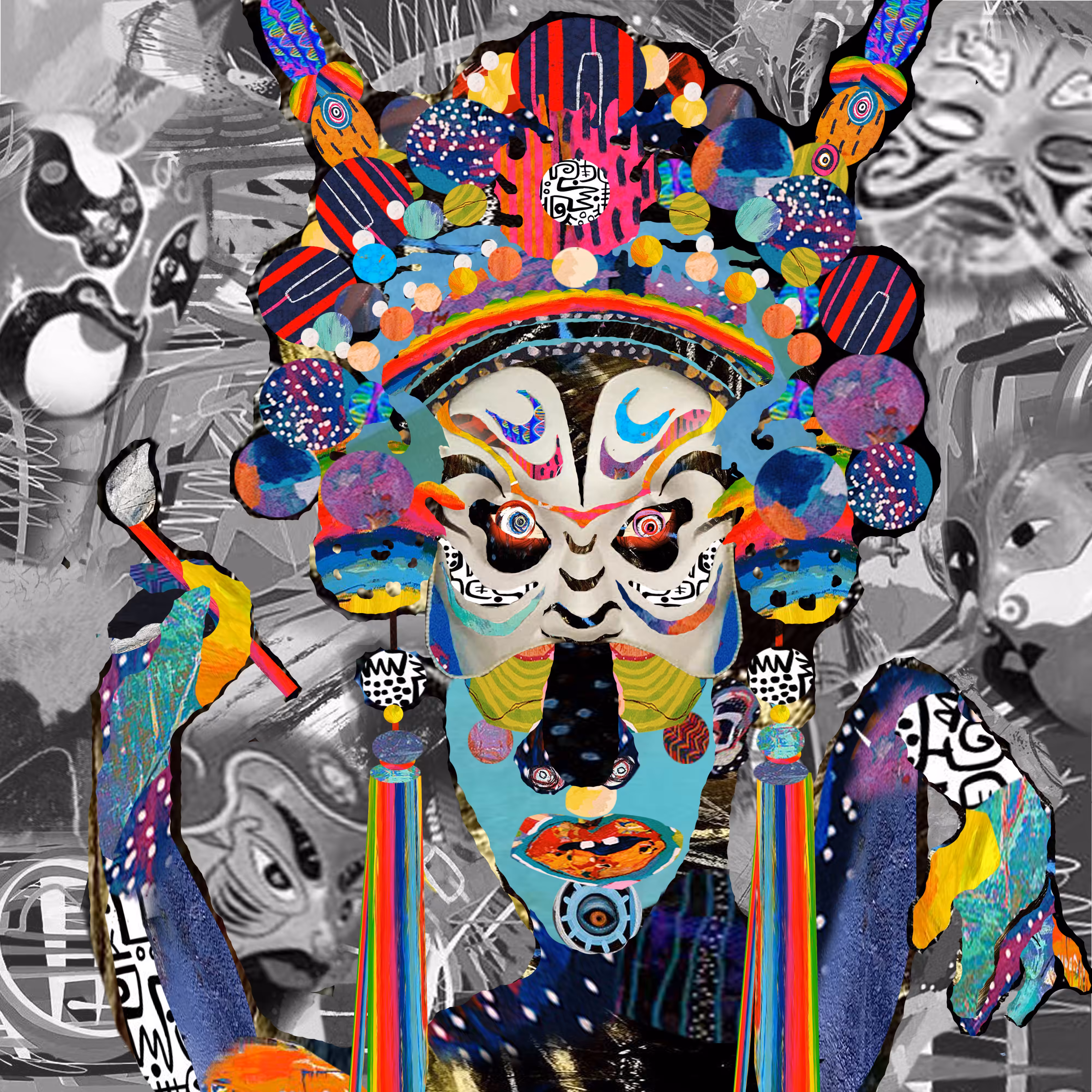 Drawing face for "hát tuồng" performance