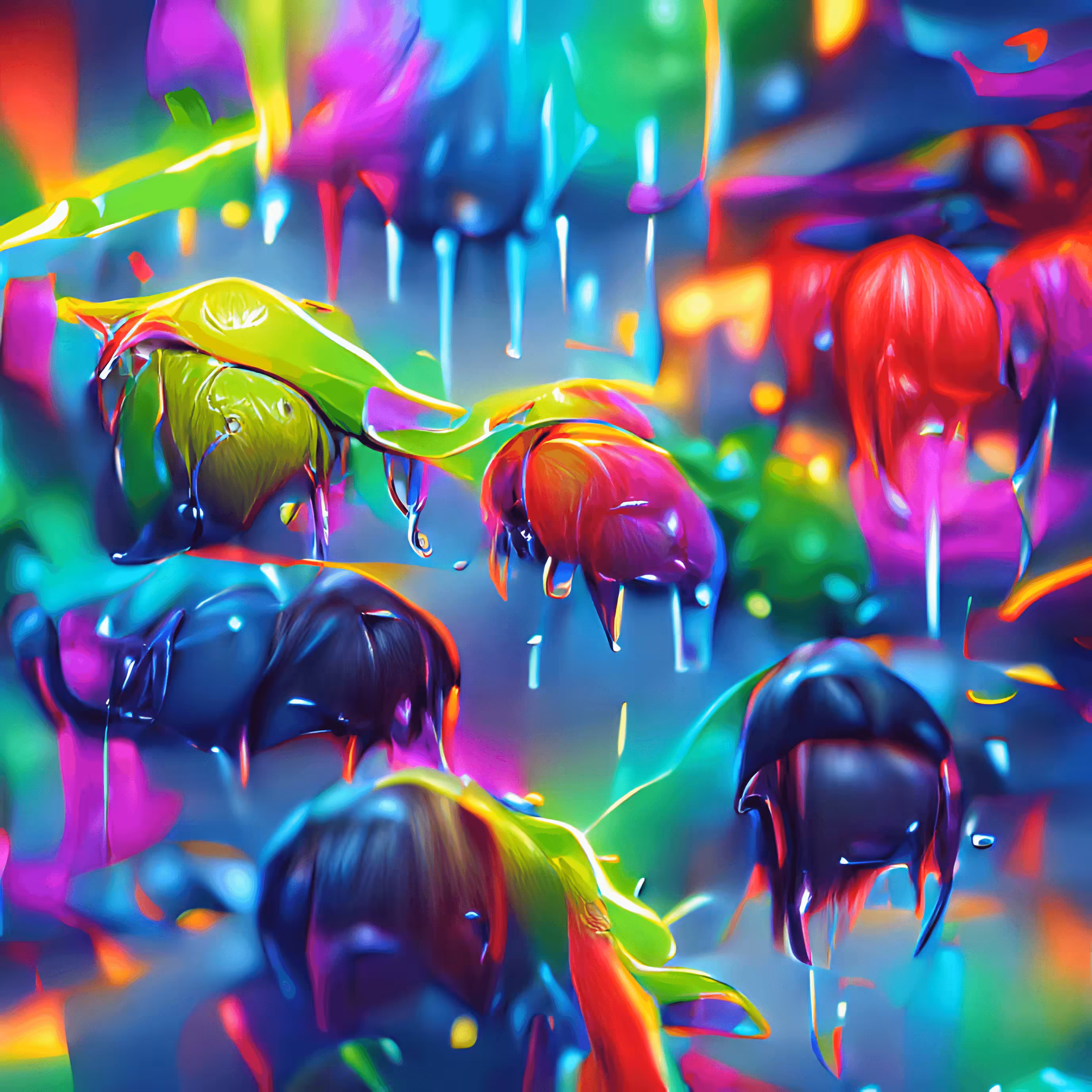 Liquid Rainbow Rain Drops