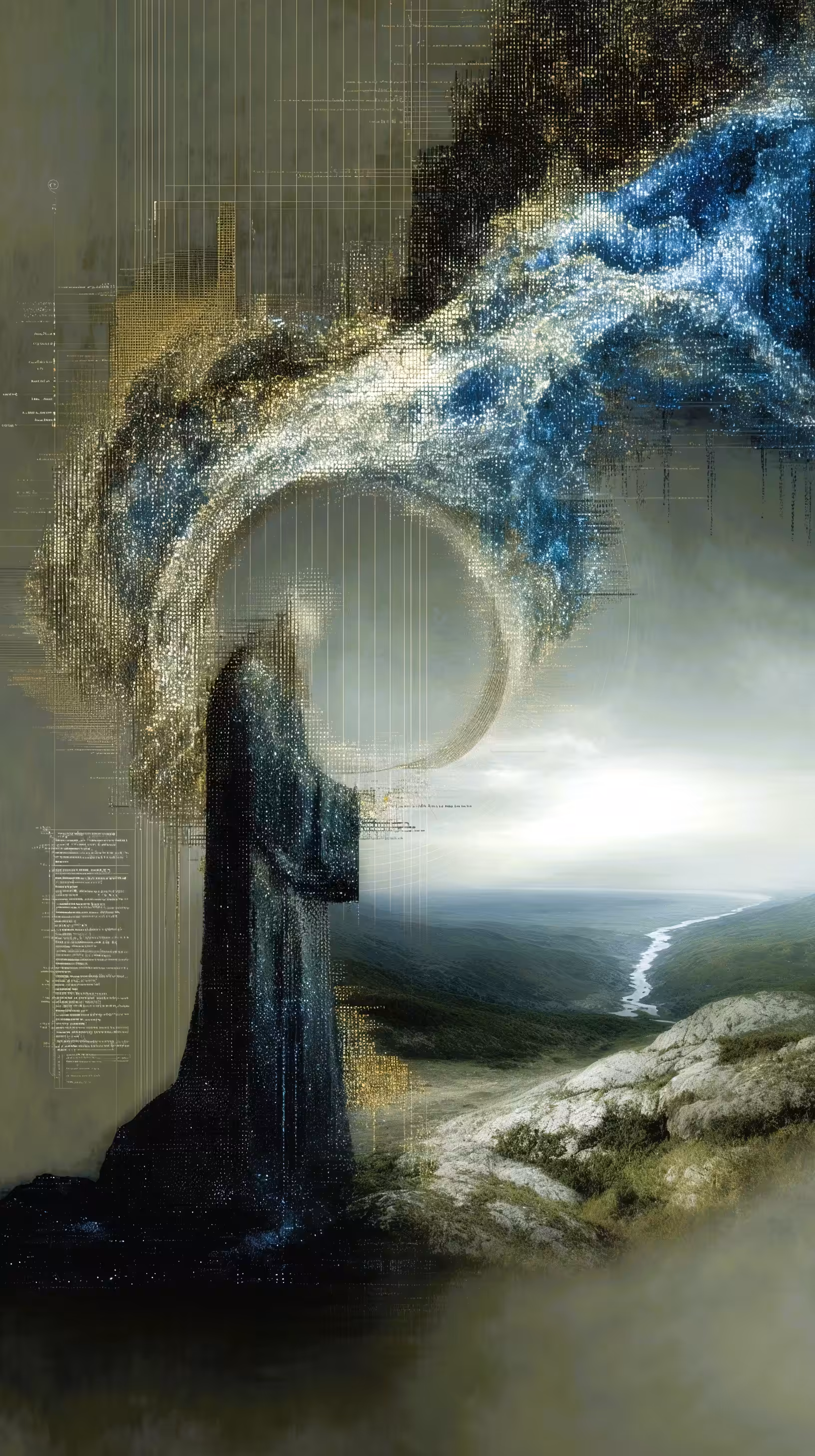 The prophet writes in starlight and code.