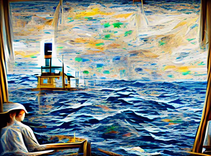 Abraham's First Works: Lonely at sea impressionism