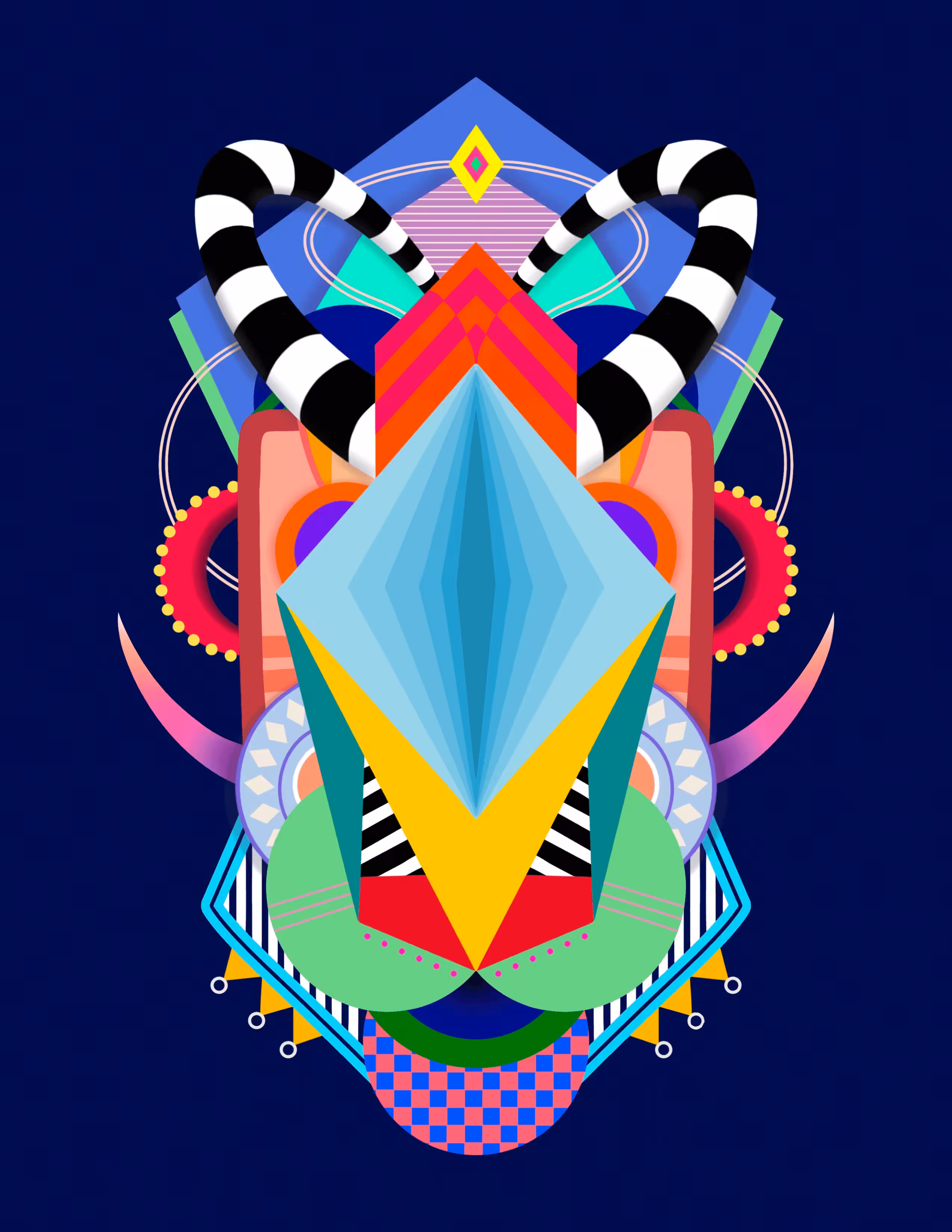 Navy Horned Lion
