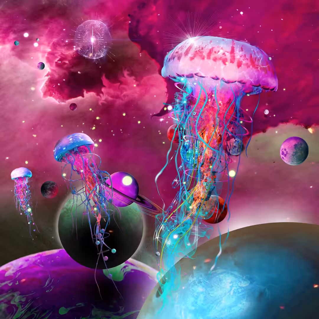 Giant Planetary Space Jellyfish with Motion