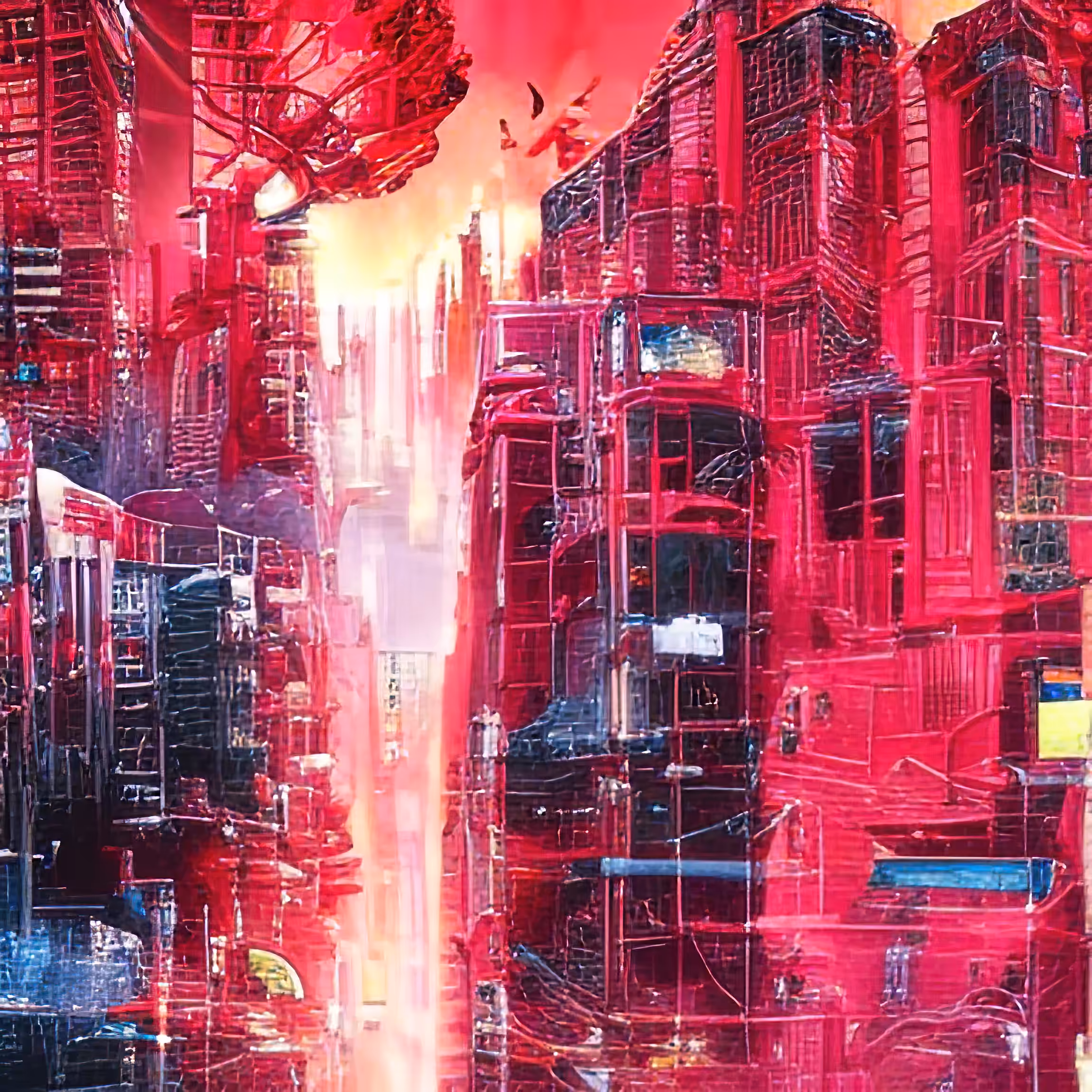 cyberpunk city panorama sunset 1680107760