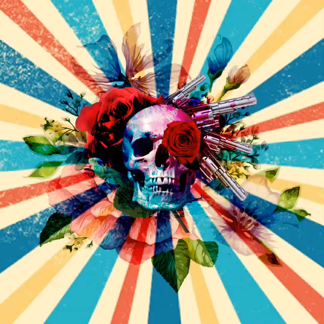 Skull, gun n roses