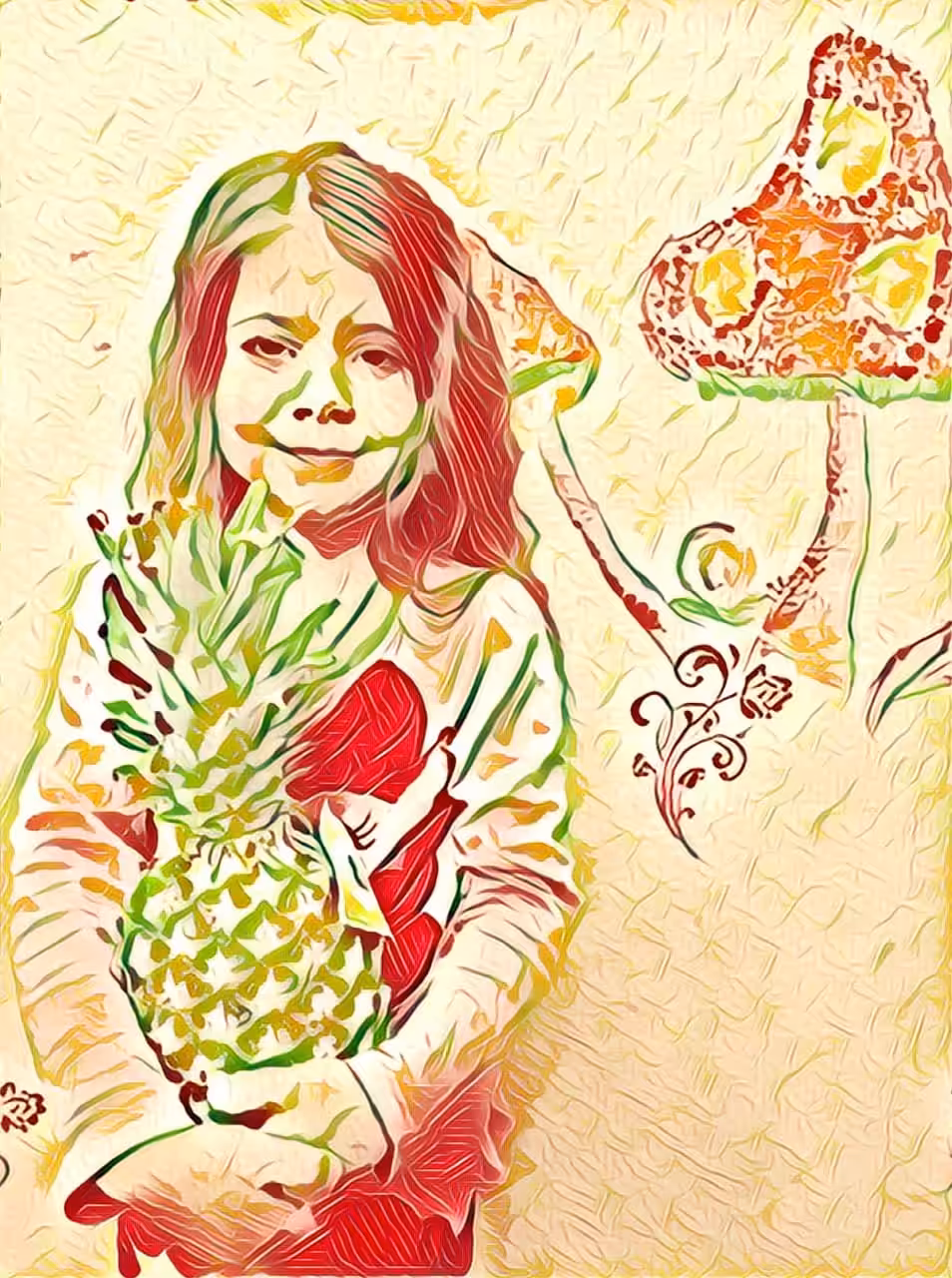 Girl with pineapple