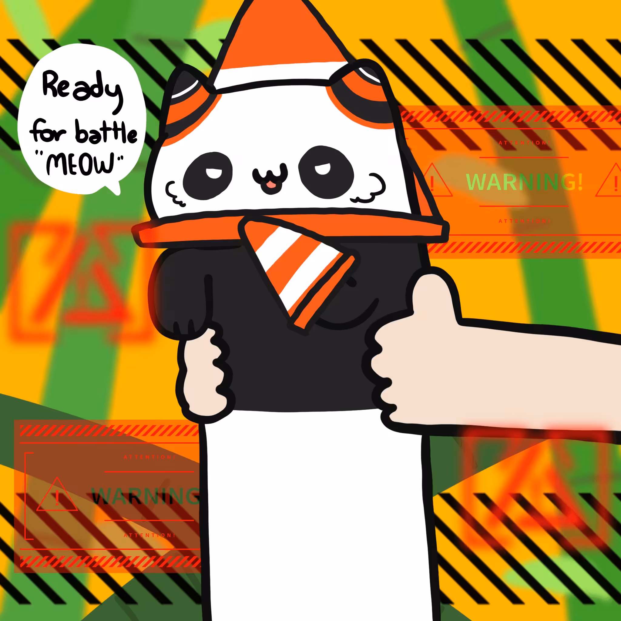 Long long traffic warrior panda Cat #G004 