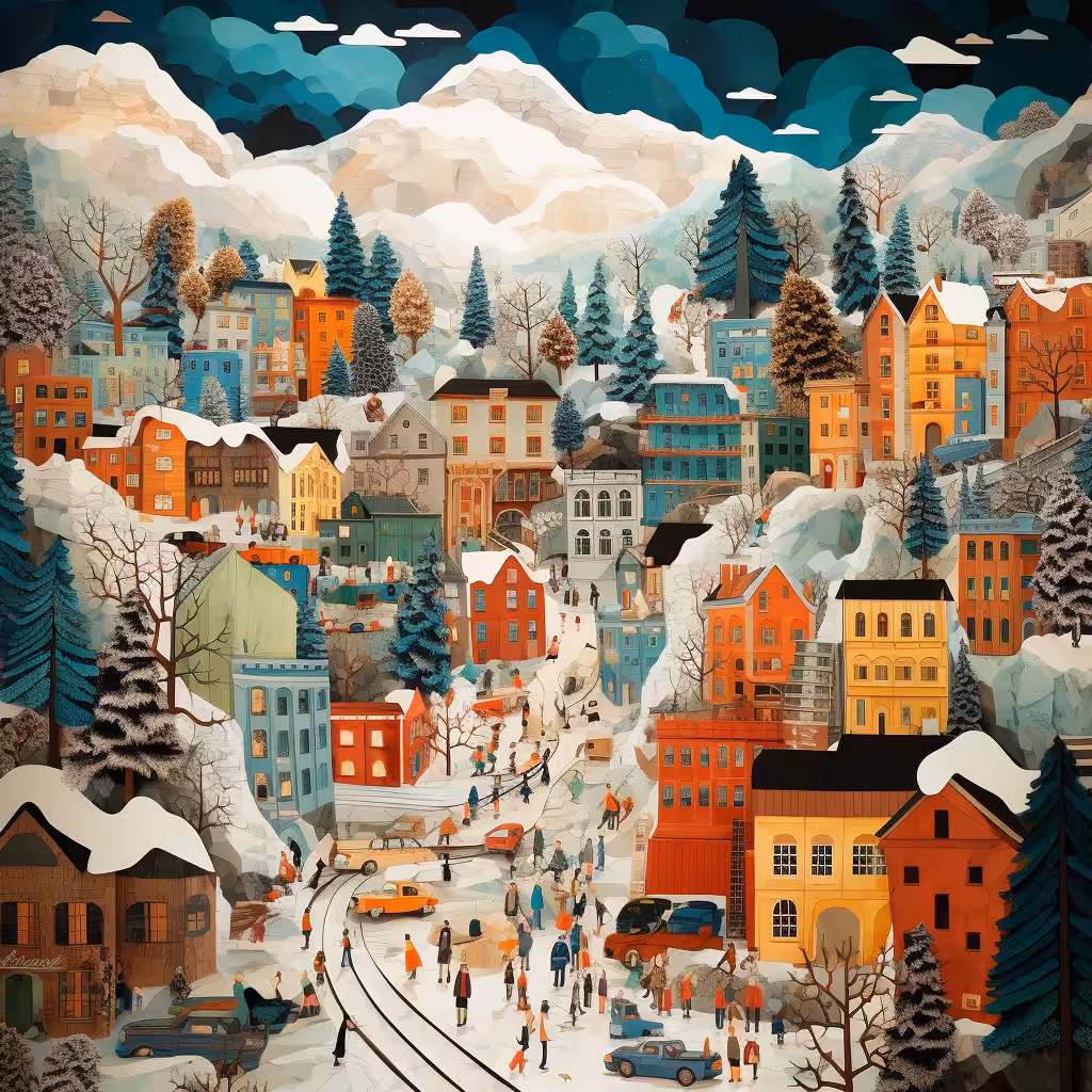 Colorful winter city #2