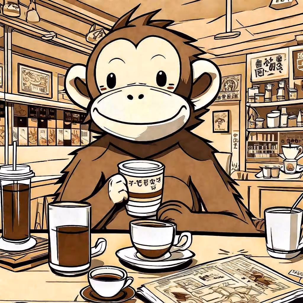 Monkey coffee addict lover
