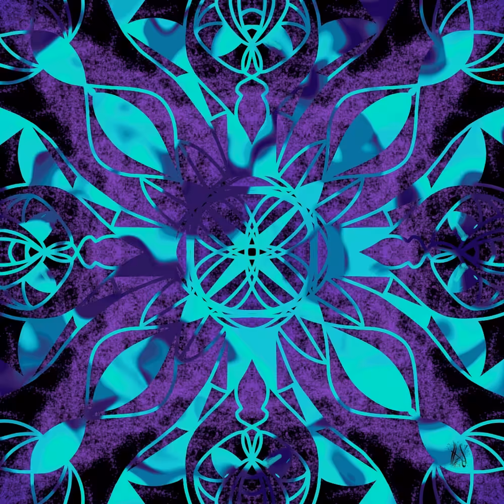 Turquoise Mandala on Violet Night 