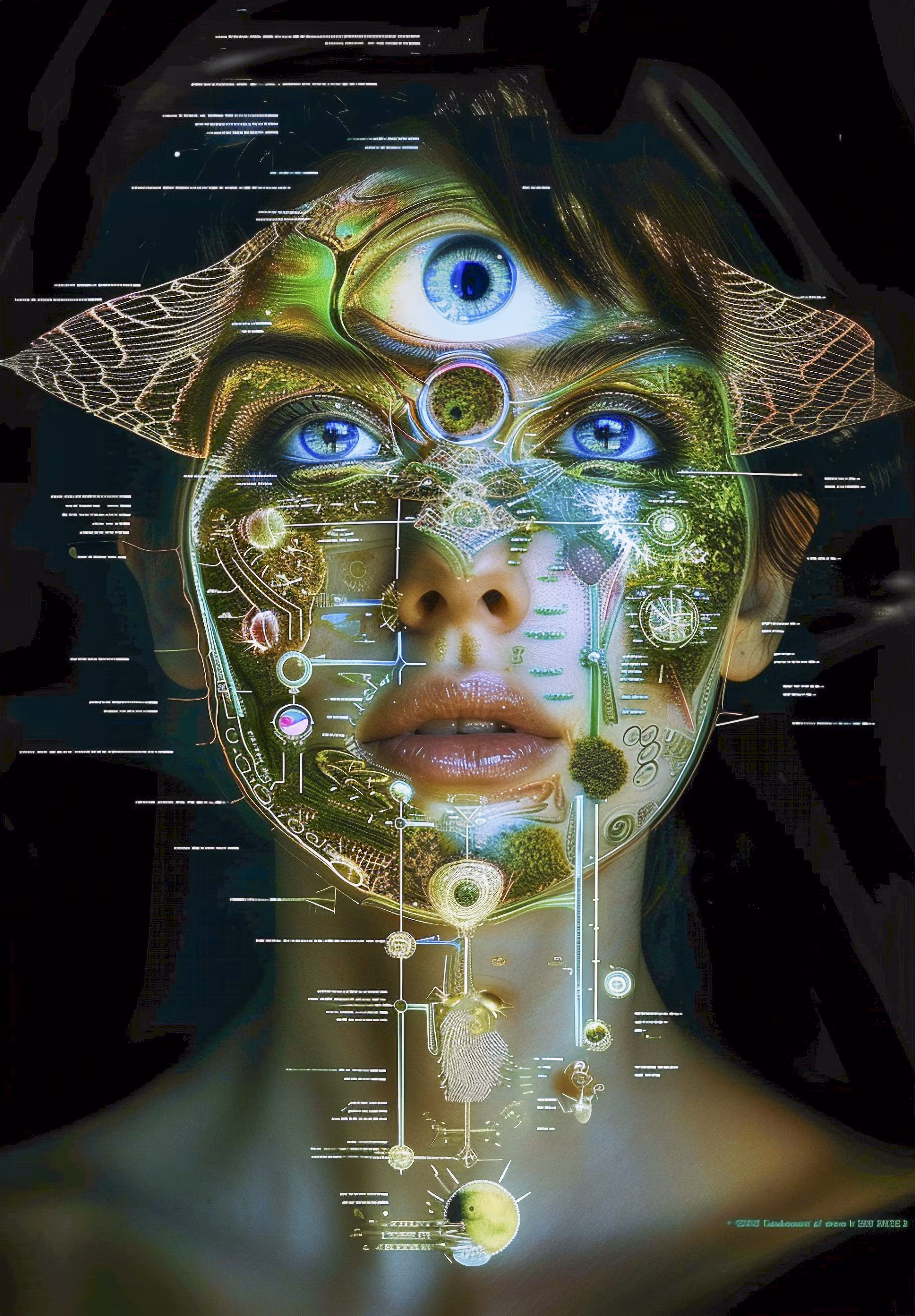 Poster of anatomical drawings of artificial life forms by the Space Alliance