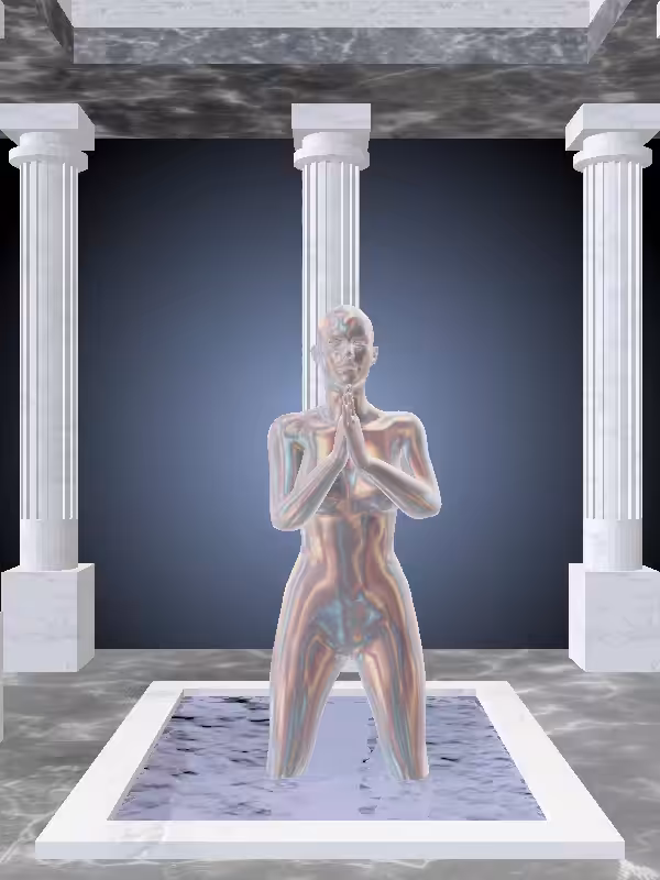 HeavenComputer: The Praying Holographic Glow Woman #7117