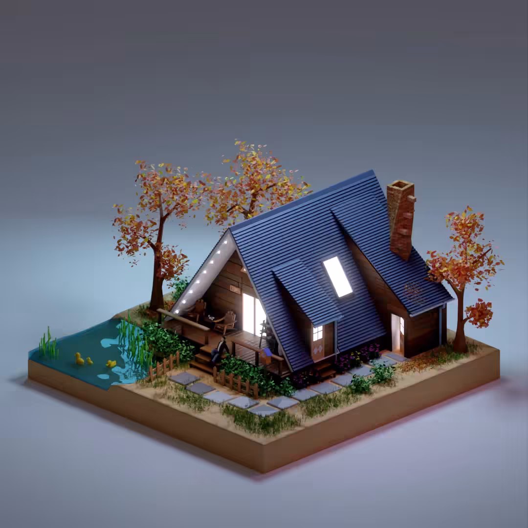 Quiet Autumn Forest Cabin