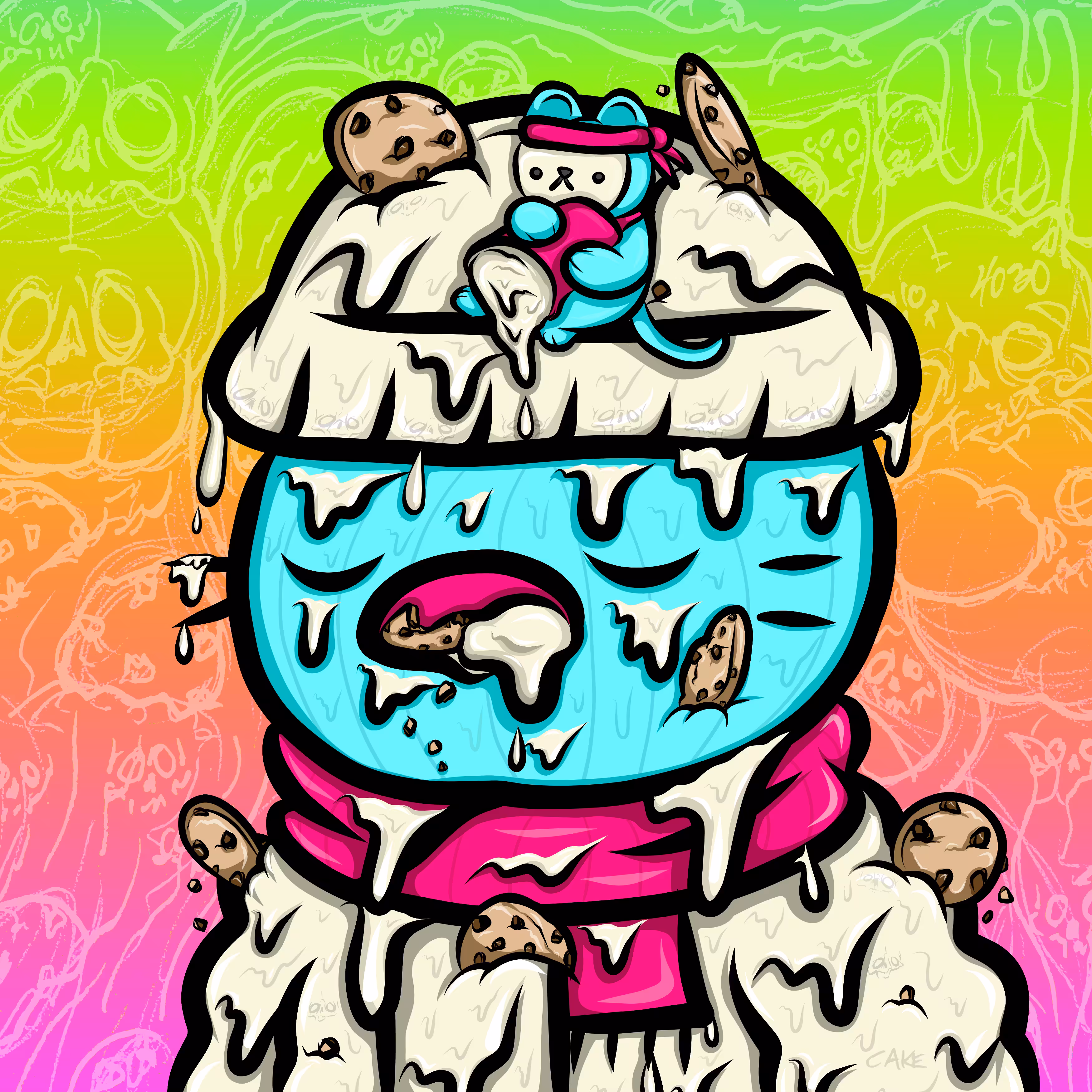Caked Cool Cat $MILK & Cookie Monster (Unofficial Cool Cats NYC 1/1)