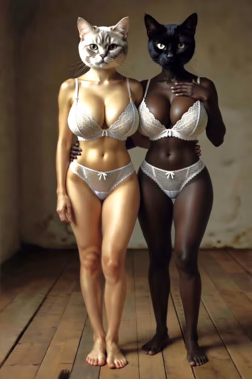 Black and white. Catwomen
