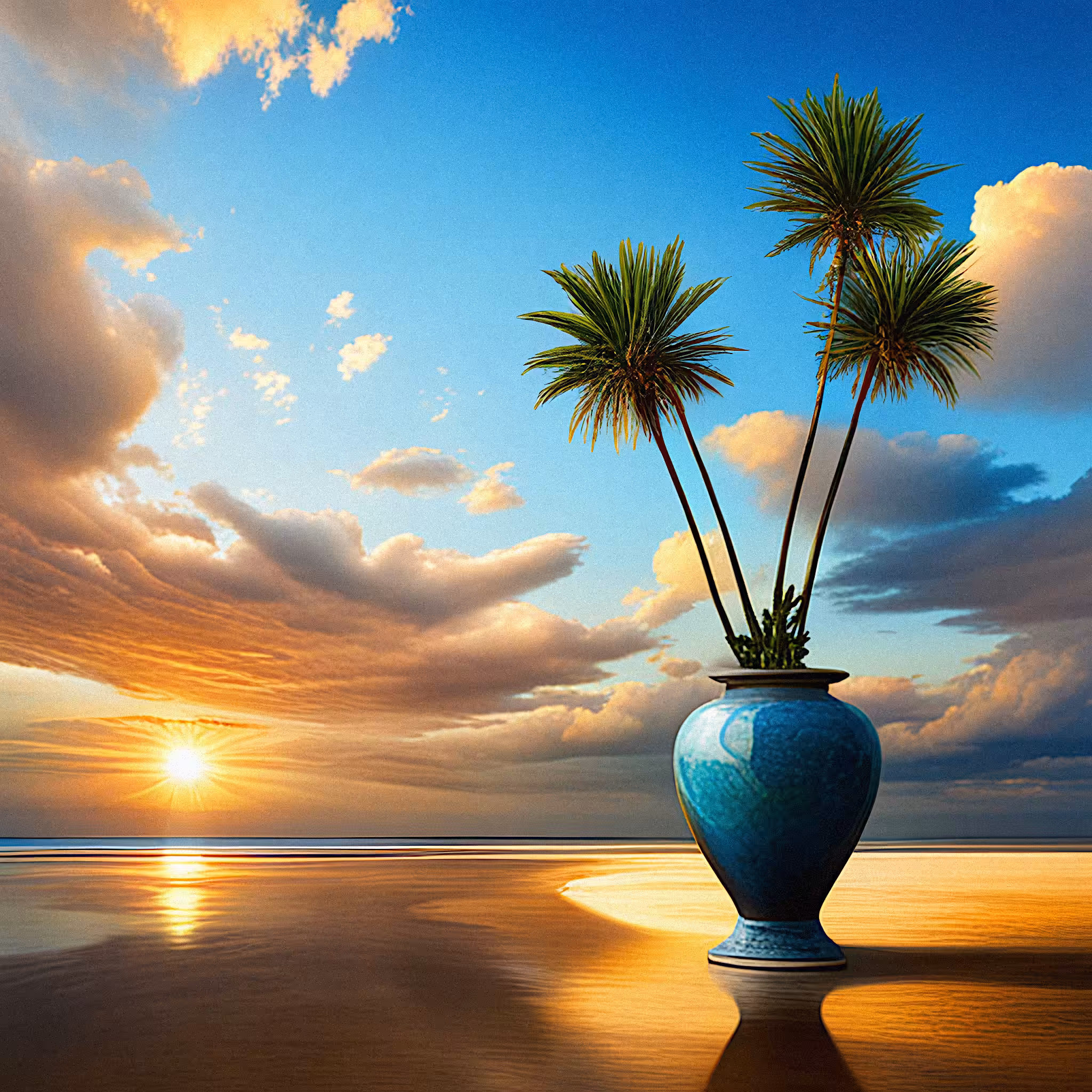 Serenity #113 - Palm trees at sunset