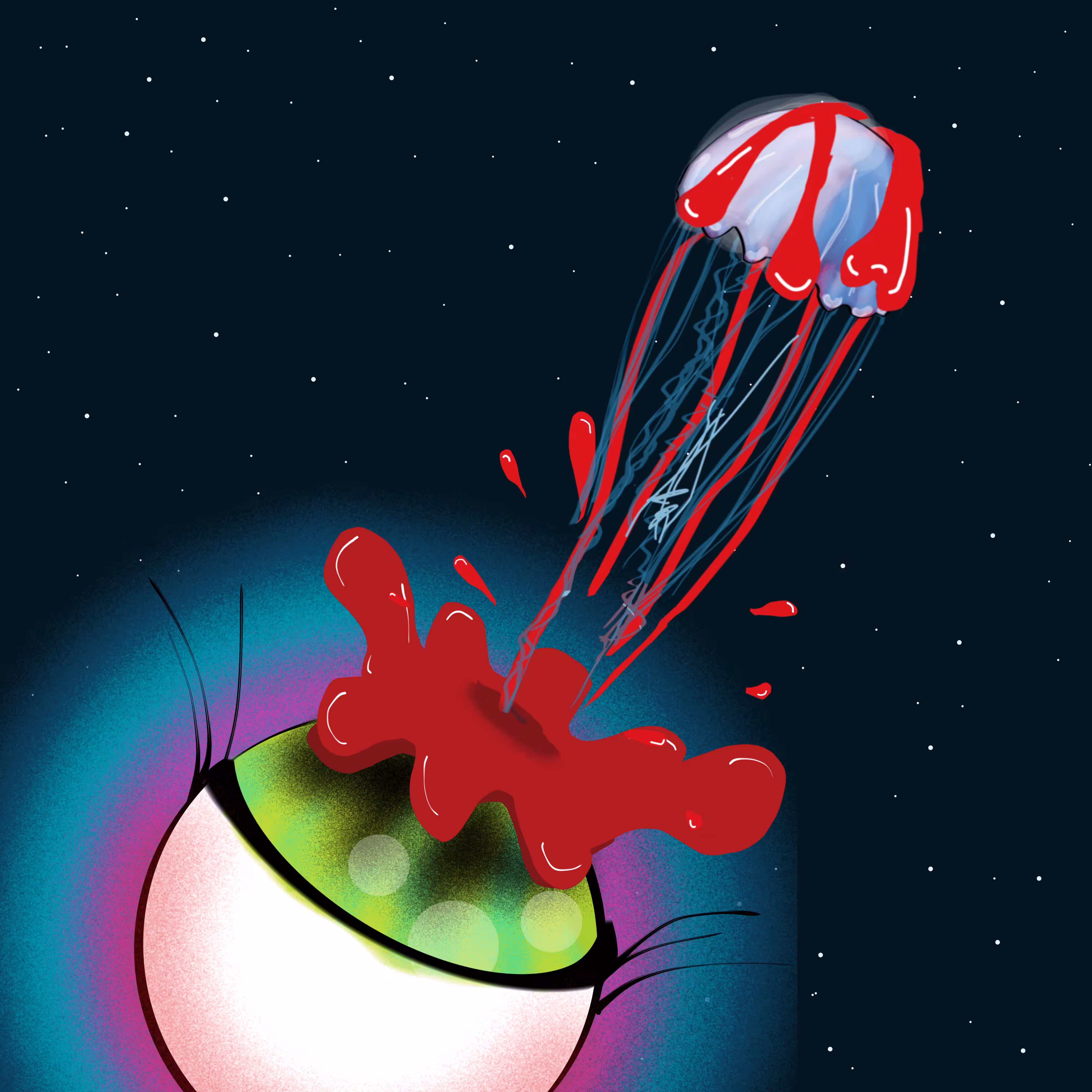 Bloodshot to the Moon, 002 the Jellyfish Series. 