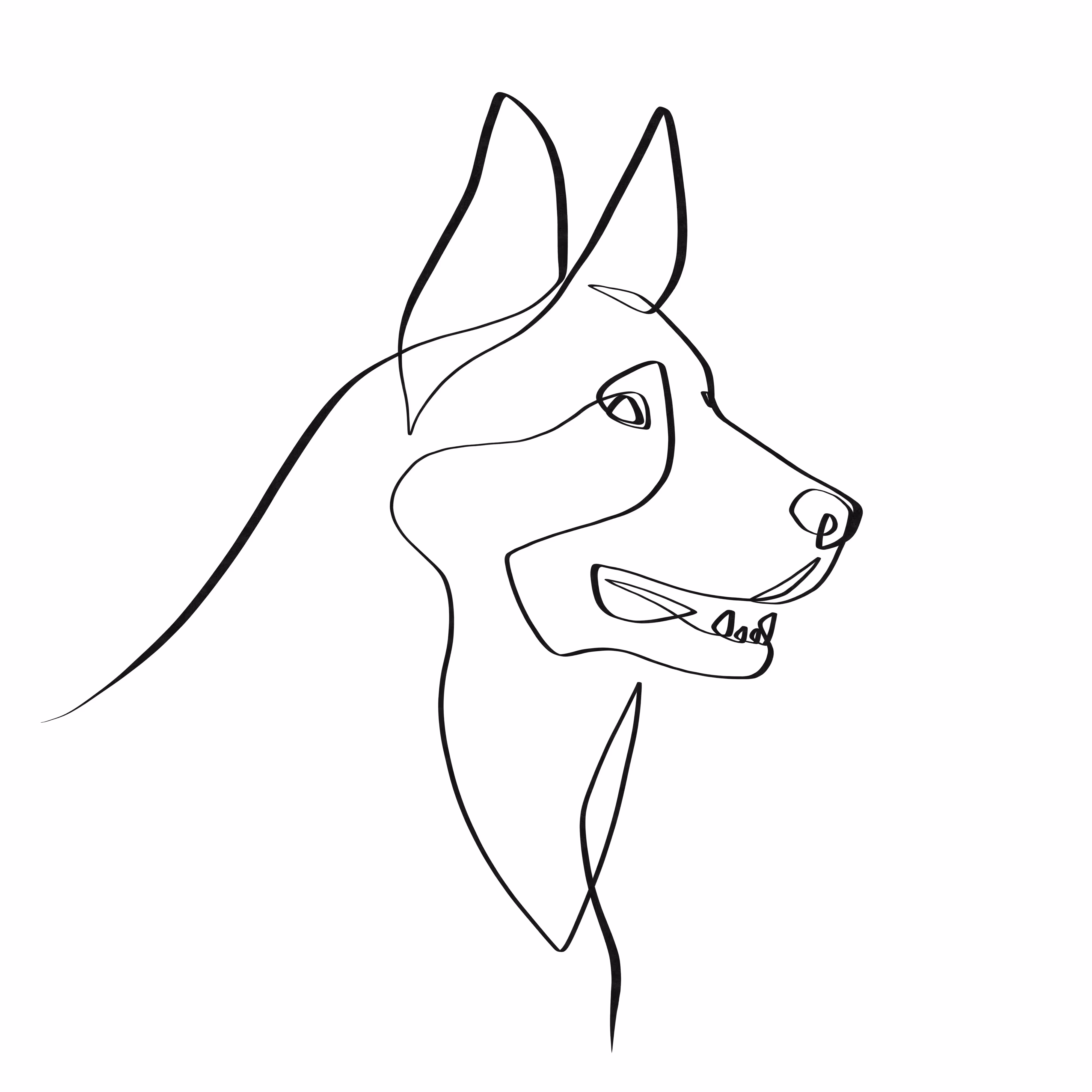 German shepherd one line art #7
