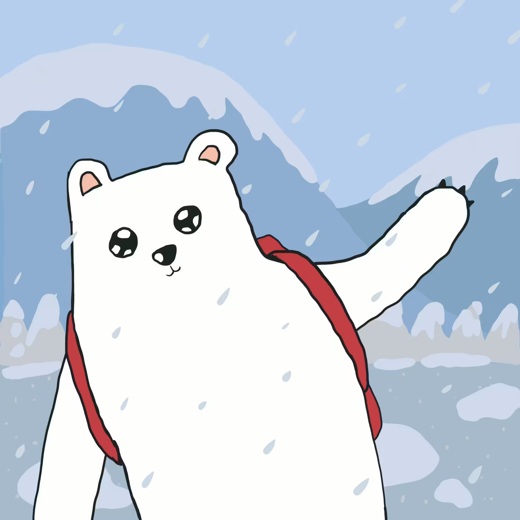 WhiteBear walk through snow