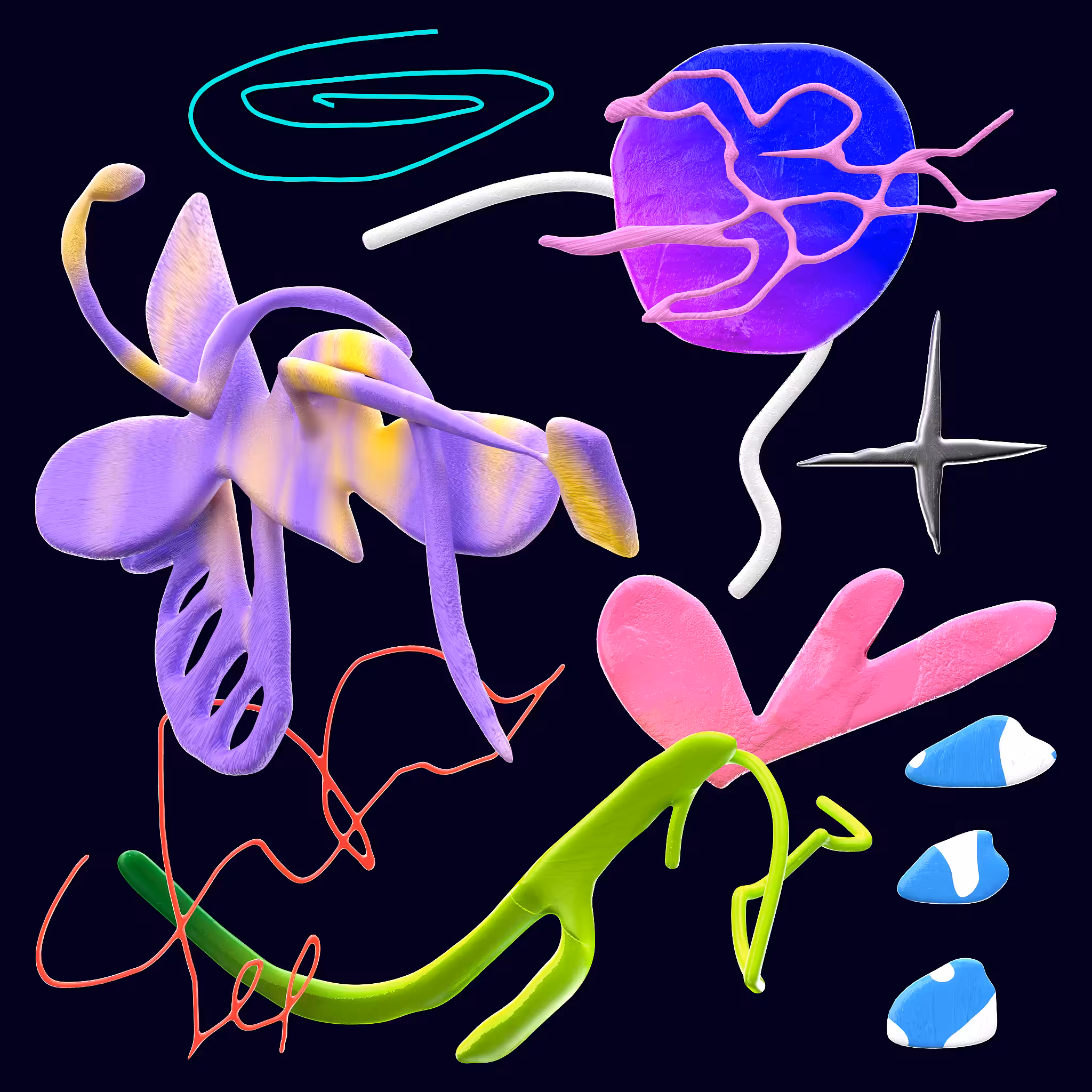 Full moon, ninja, butterfly, plant