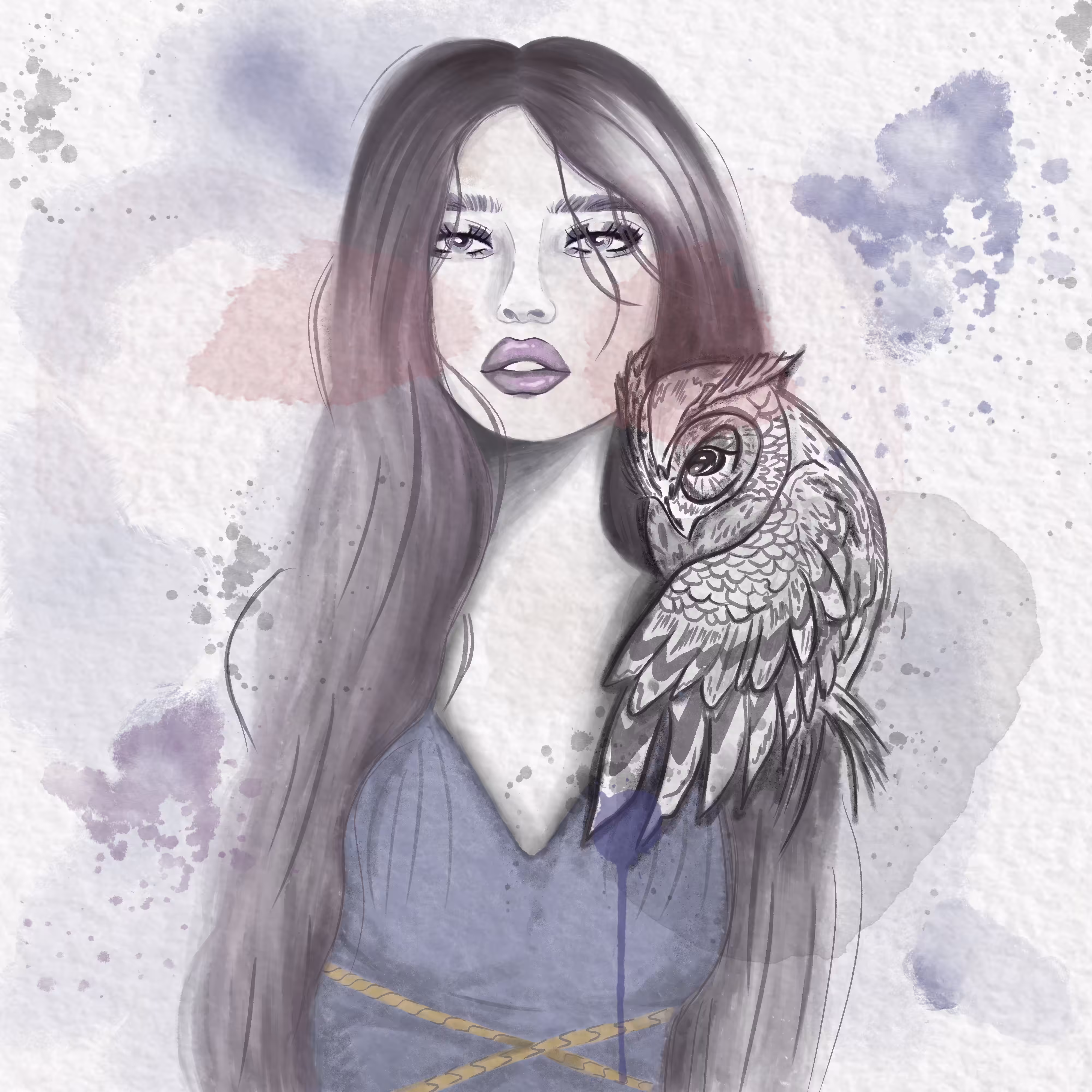 #blametezos — Wisdom on the Shoulder: Portrait of a Girl and an Owl