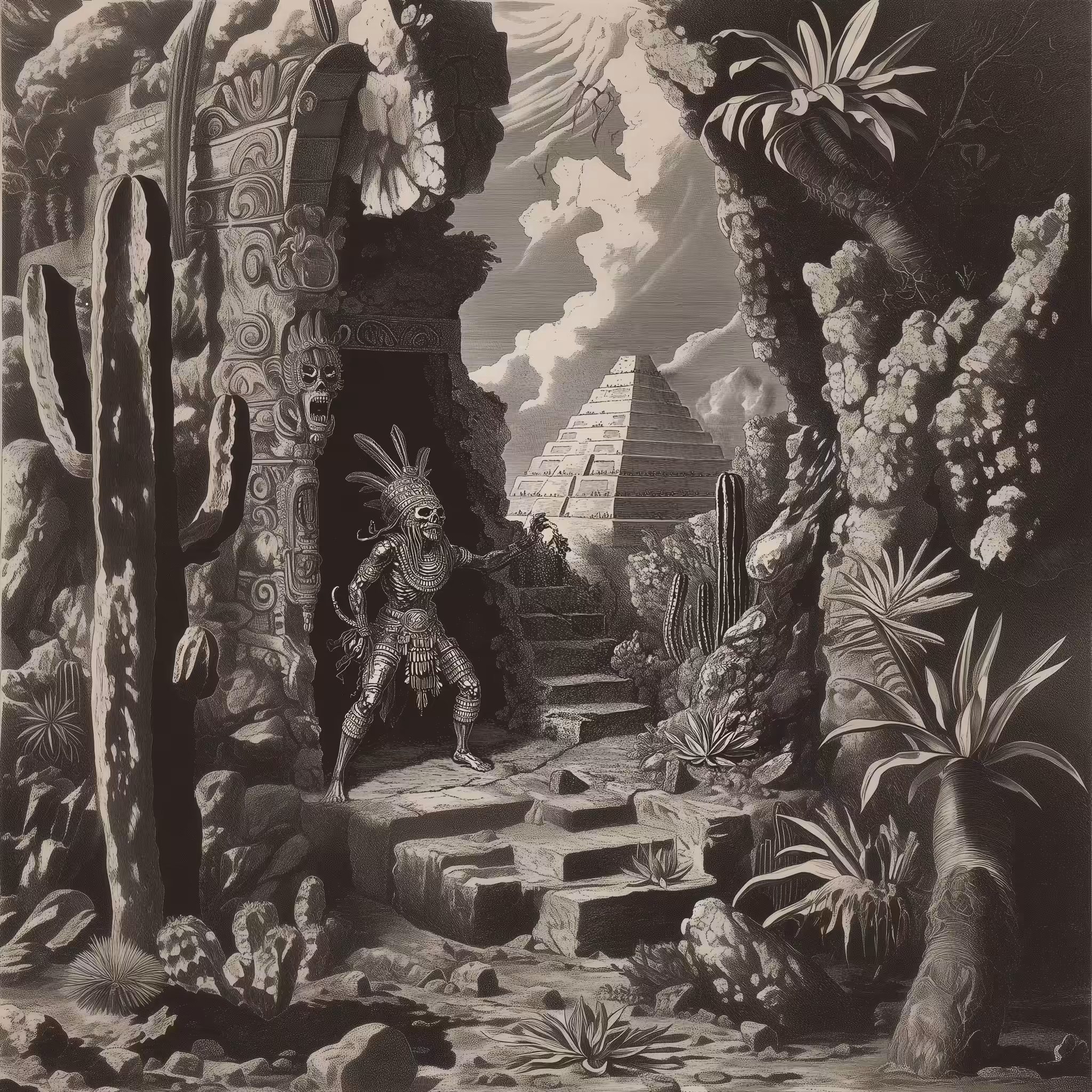 Mictlantecuhtli emerging from the underworld