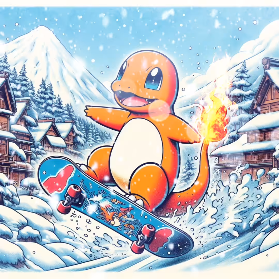 Ukiyo Pokeprints: Charmander snowboard