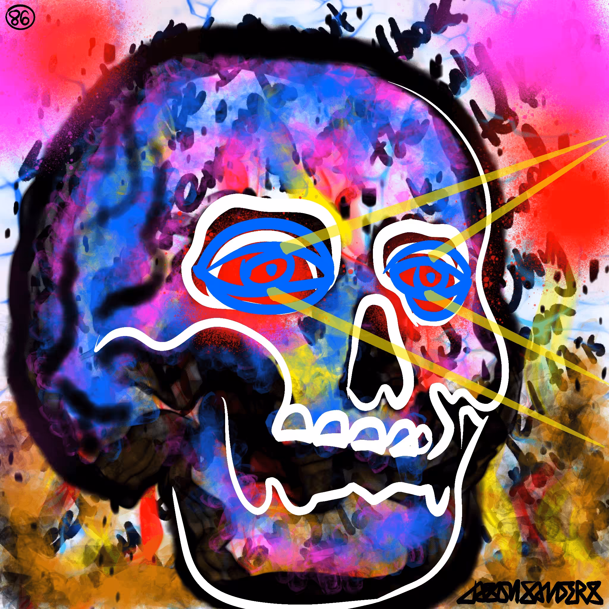 DrainedEye Skull #86: 'FUELED BY FLAMES'