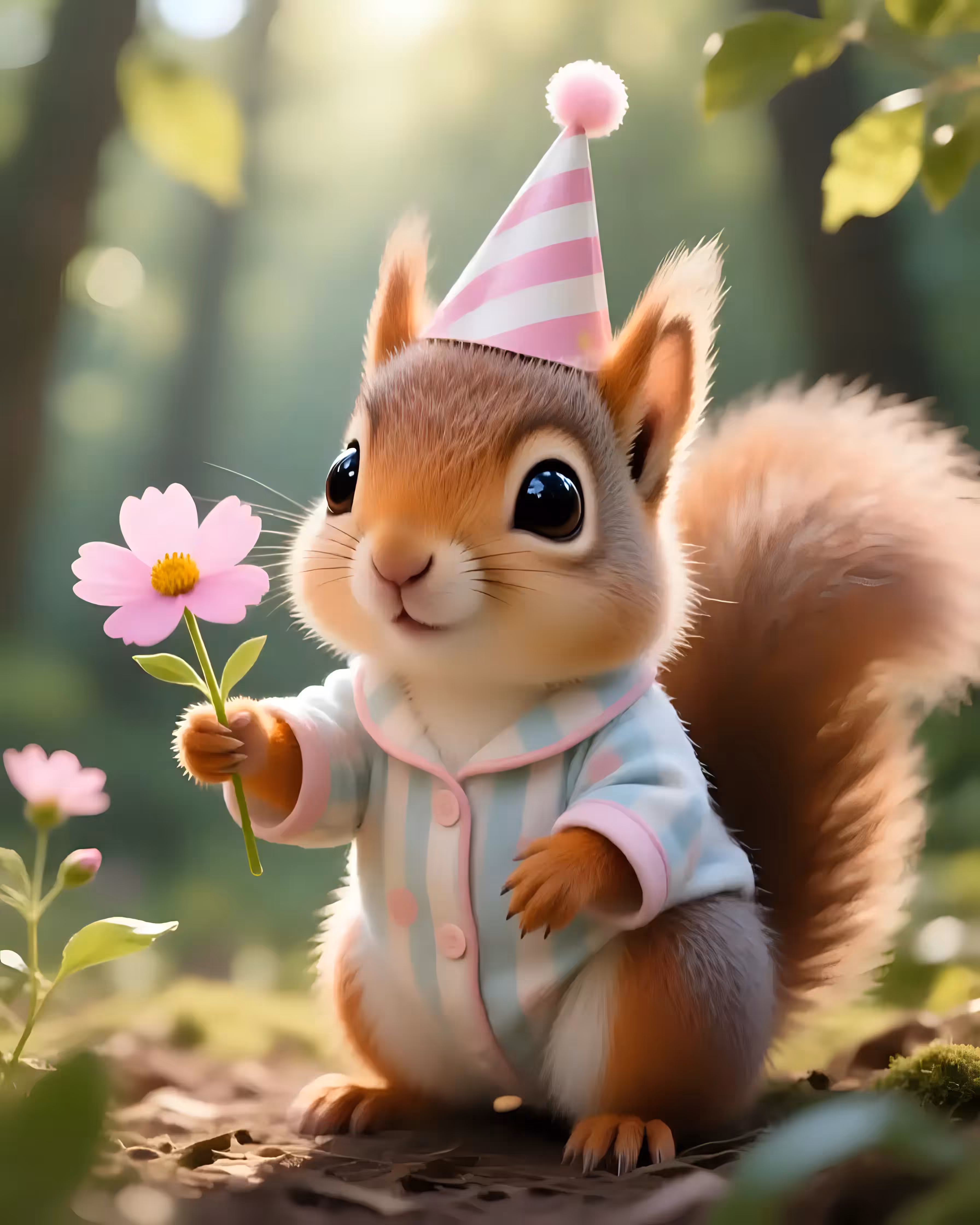 A squirrel gives you a flower 