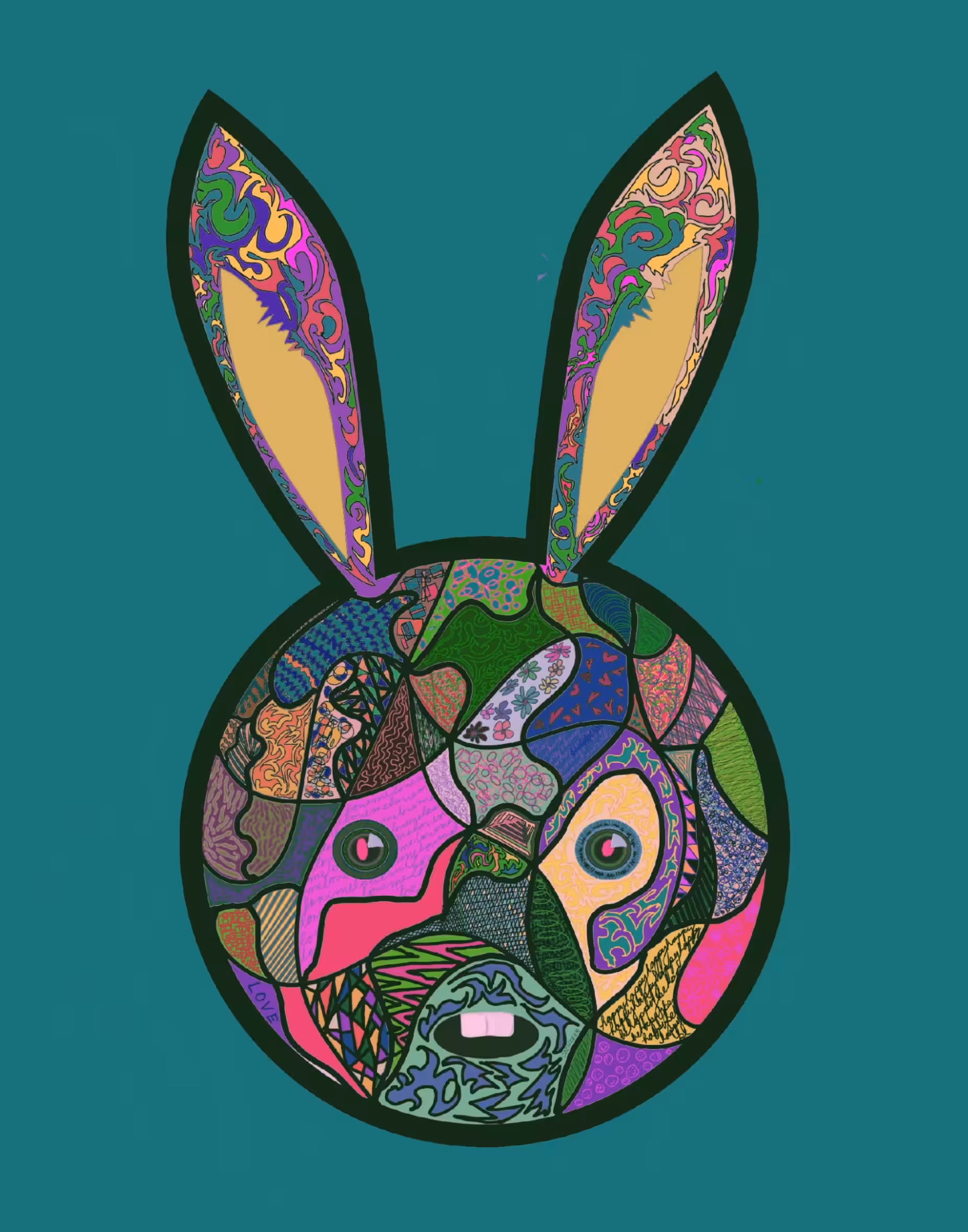 un lapin heureux