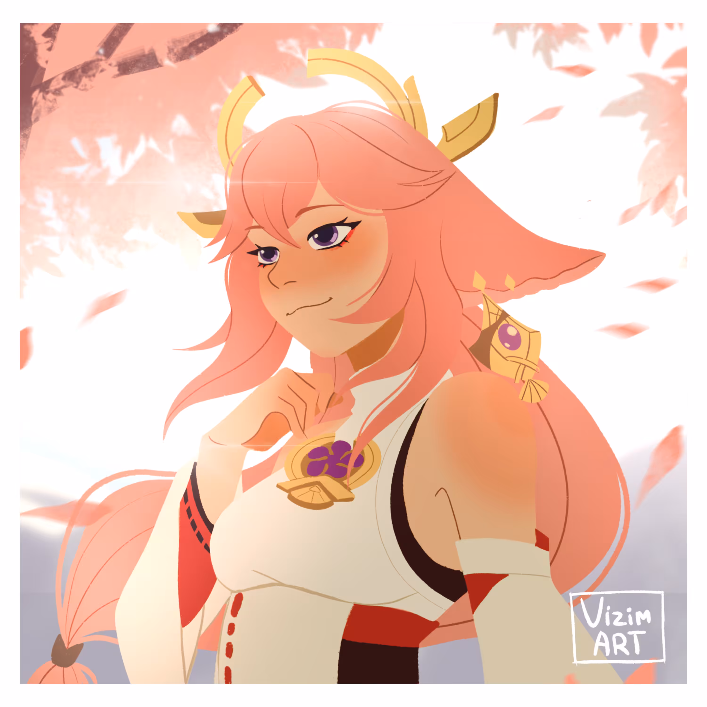 Yae Miko next to the Grand Narukami Shrine. 