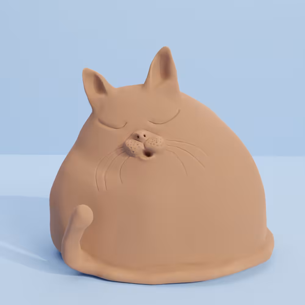 Fatty Sleepy Clay Neko