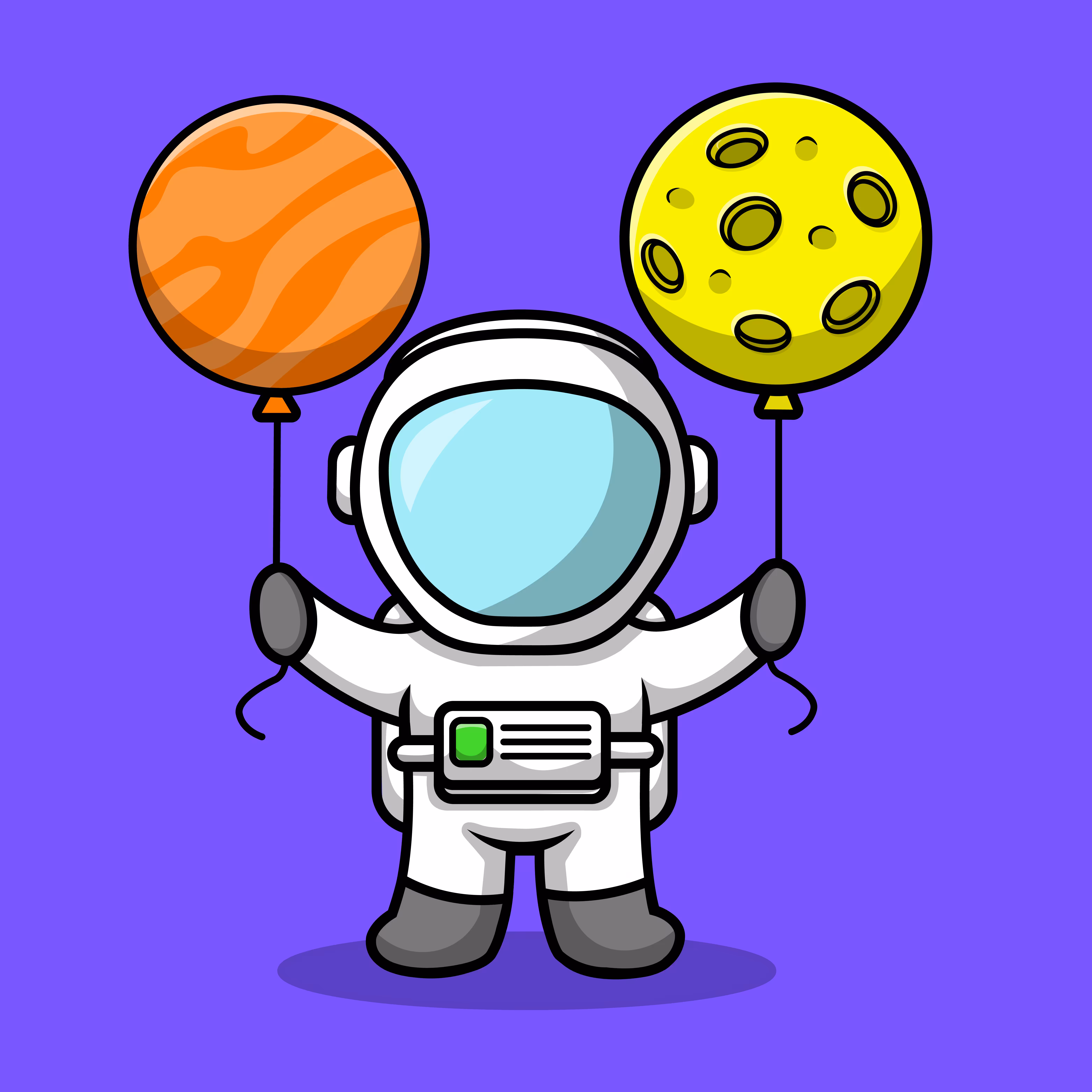 Astronaut Holding Moon And Mars