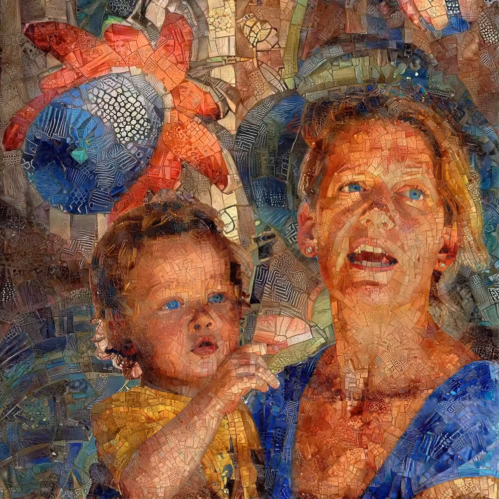 Winged passion flower lady and child