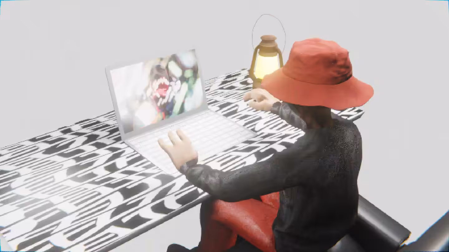 Desktop #6: The Hypebeast in the Eames Chair With a Gas Lamp and a Algo Lite Macbook on a Pattern Table in The Void