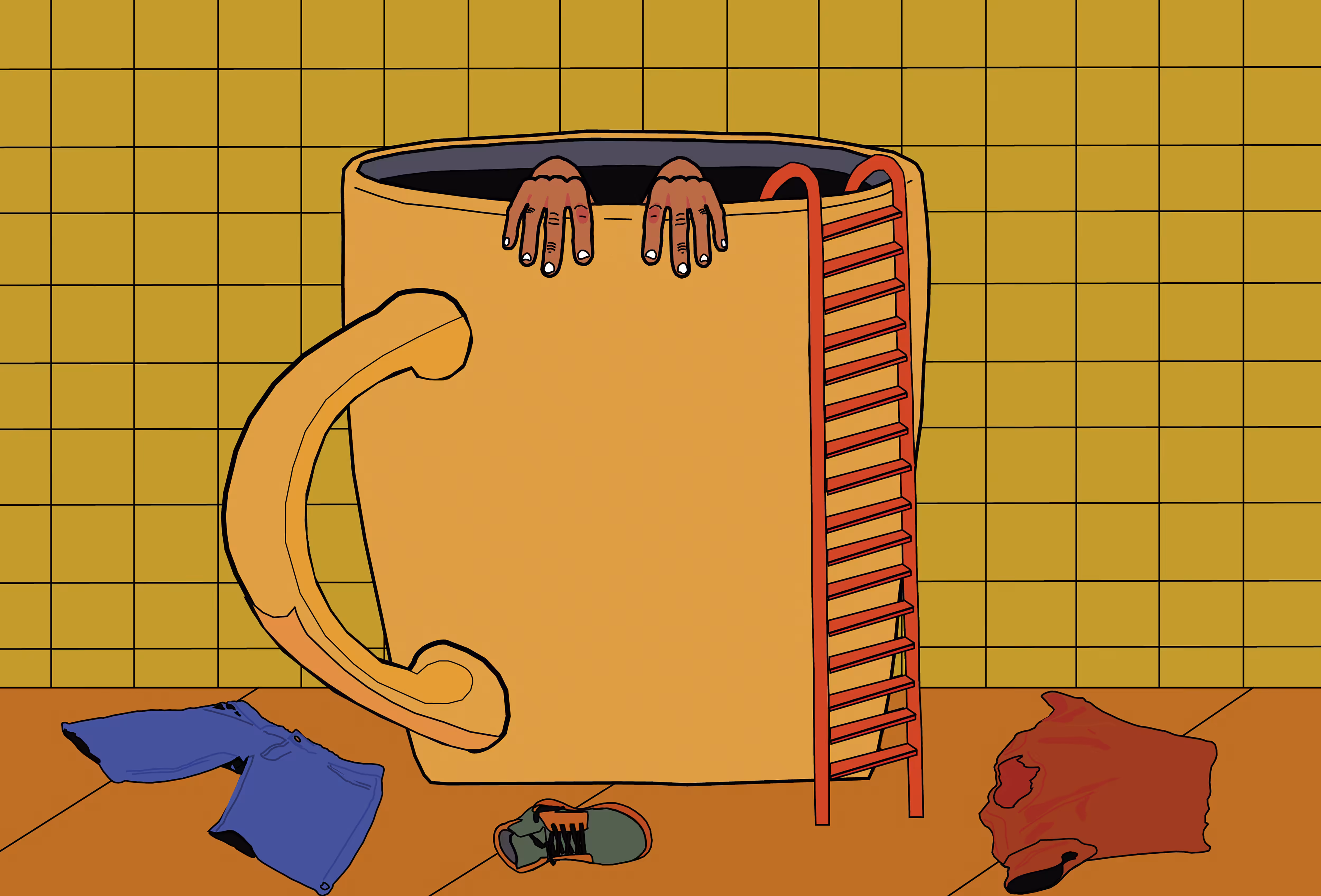 Drinking coffee