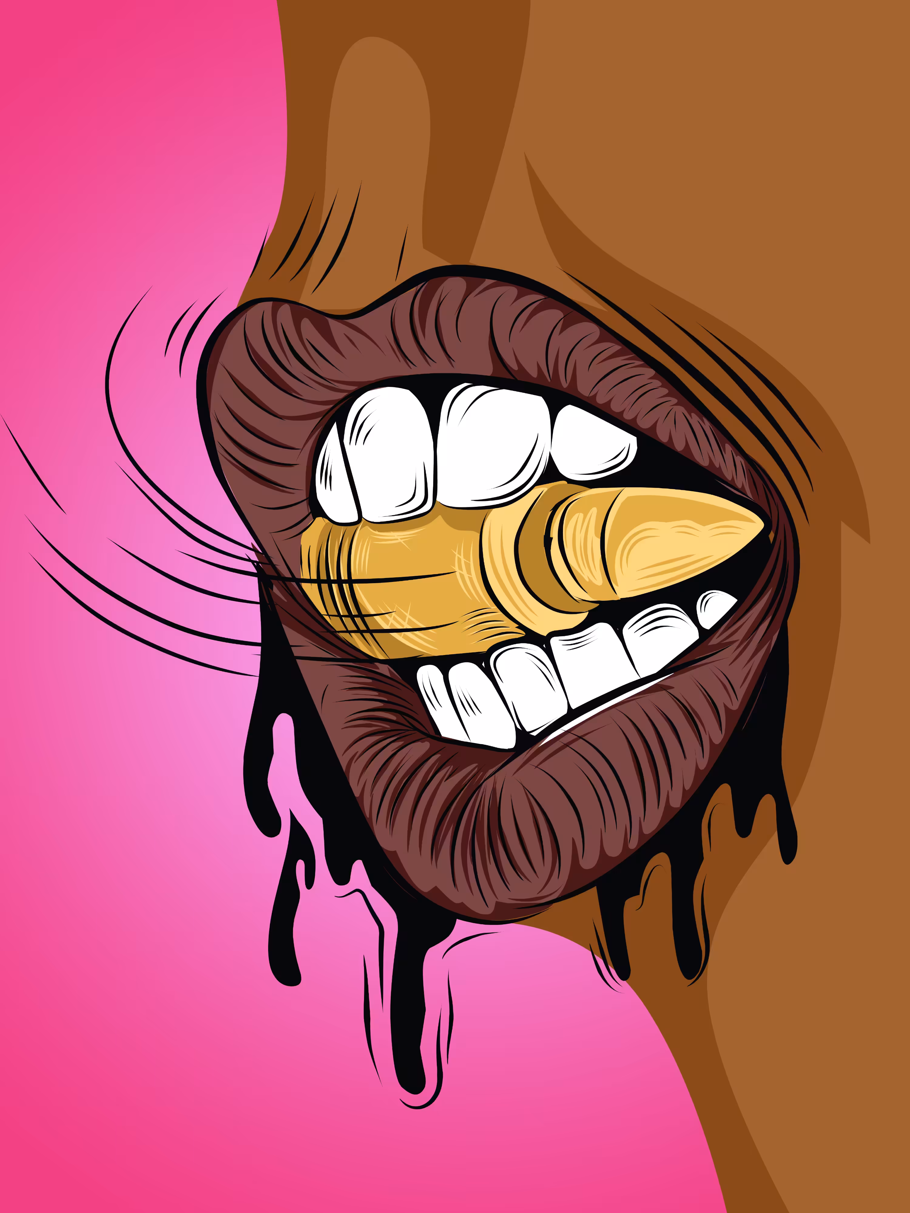 Sexy lips holding a bullet