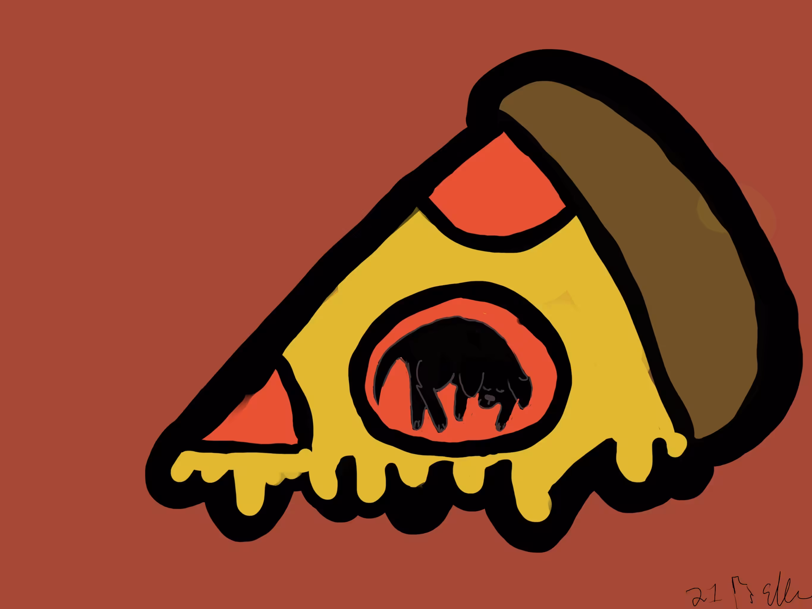Labrador on a pizza 