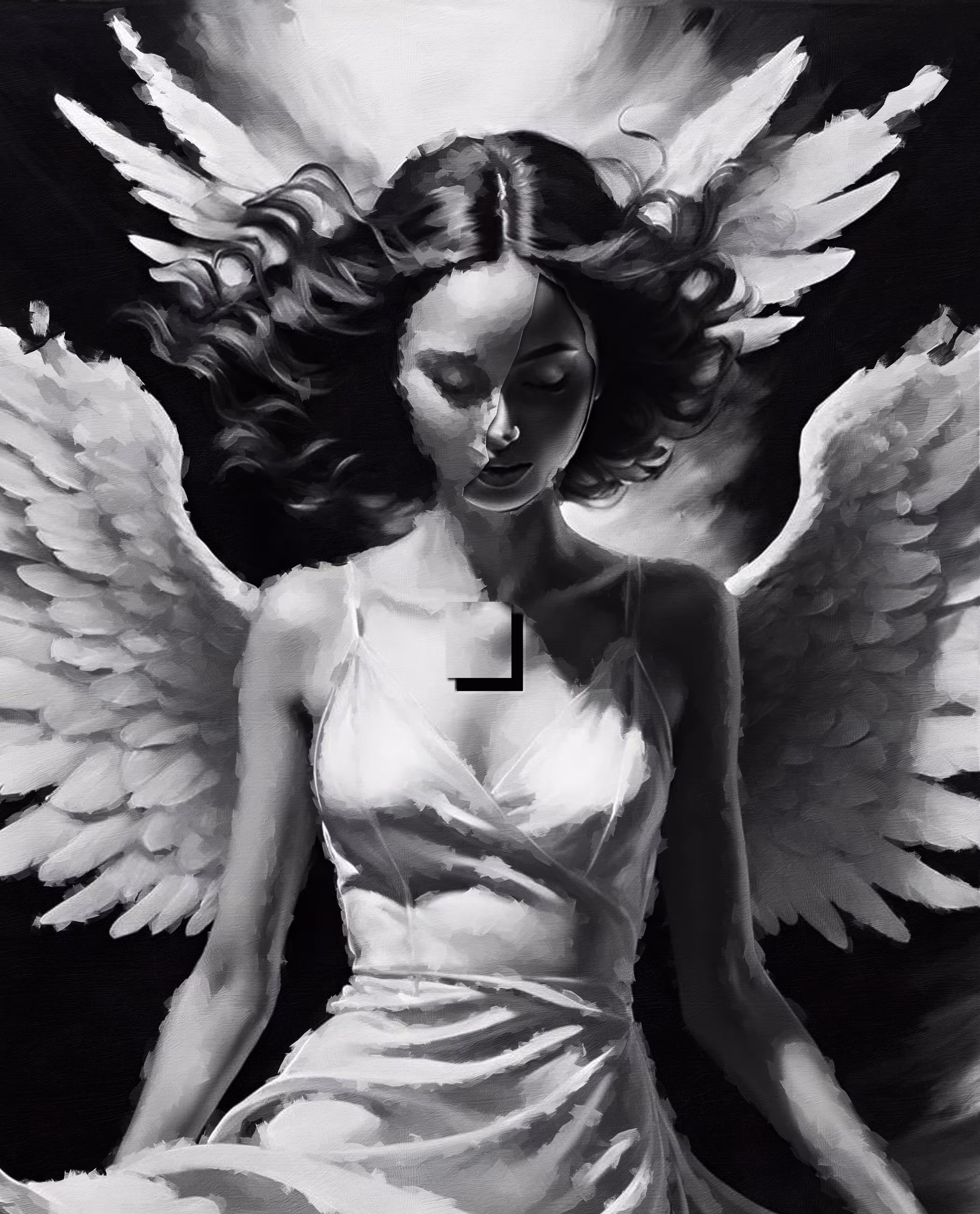Human wings unfurl in silent night