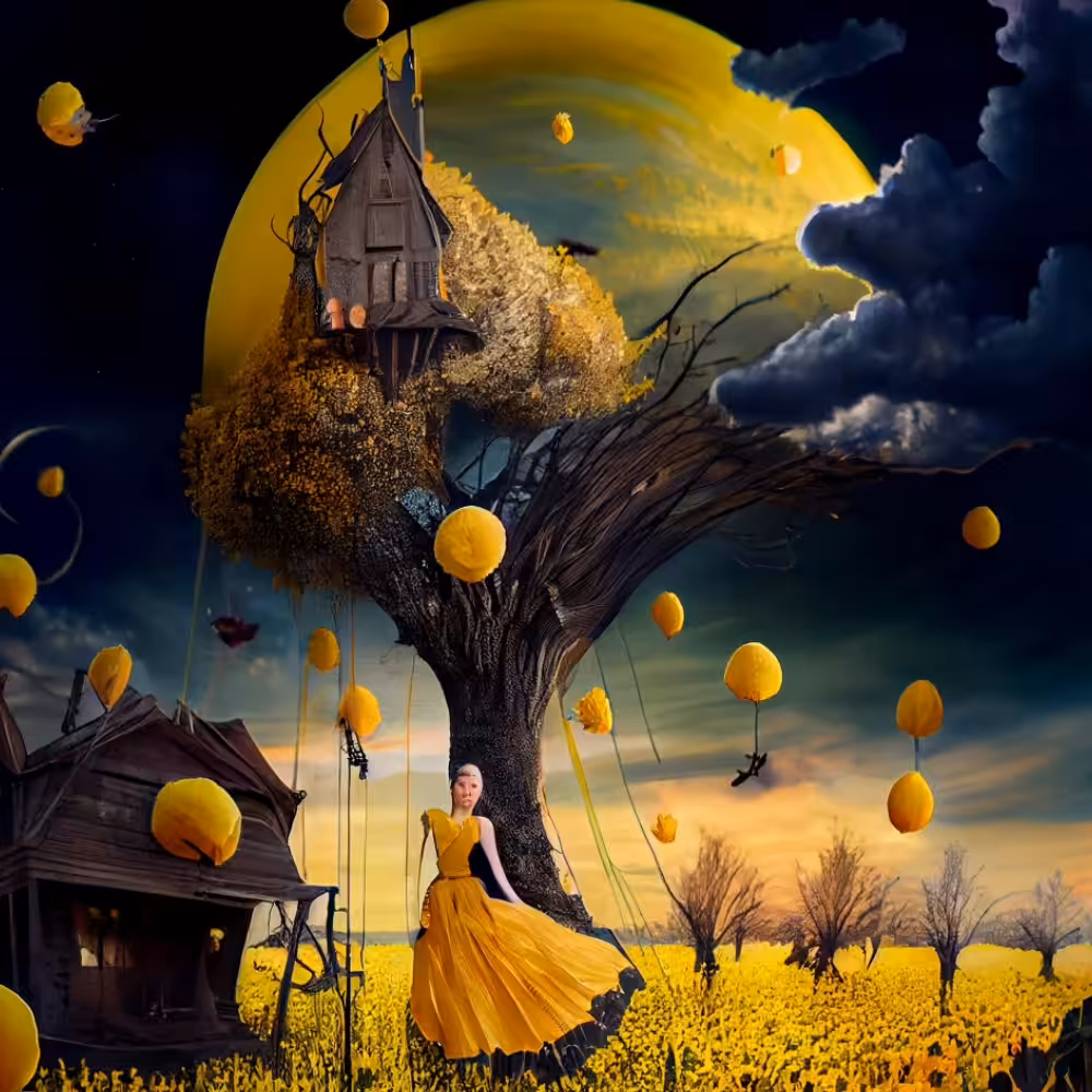 Happy tree 35 - yellow undermoon nocturne