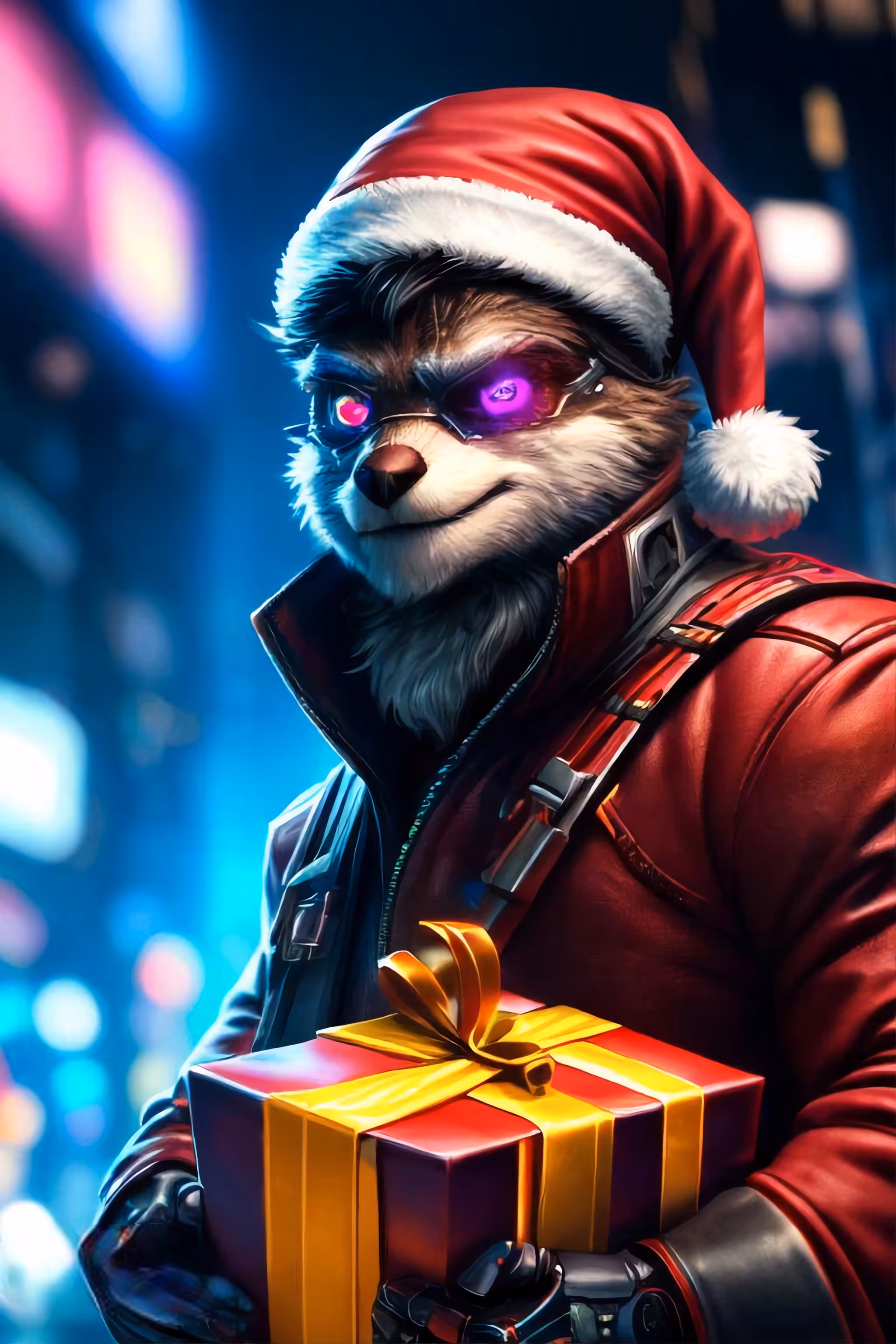 Cyber Raccoon Santa