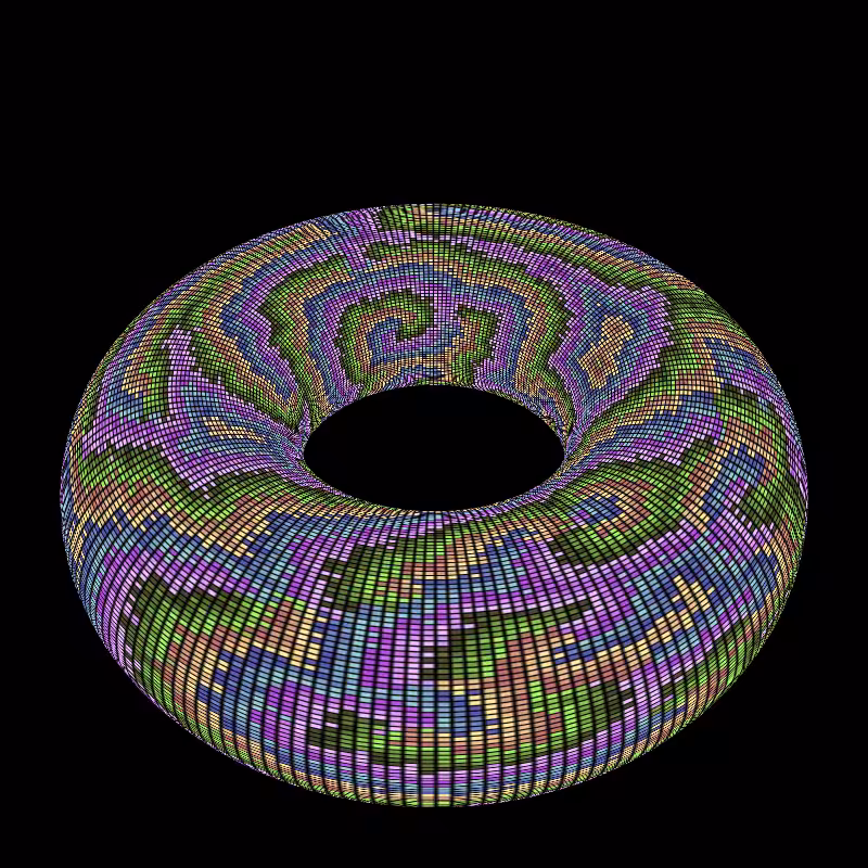 Reaction Diffusion on a Torus #4