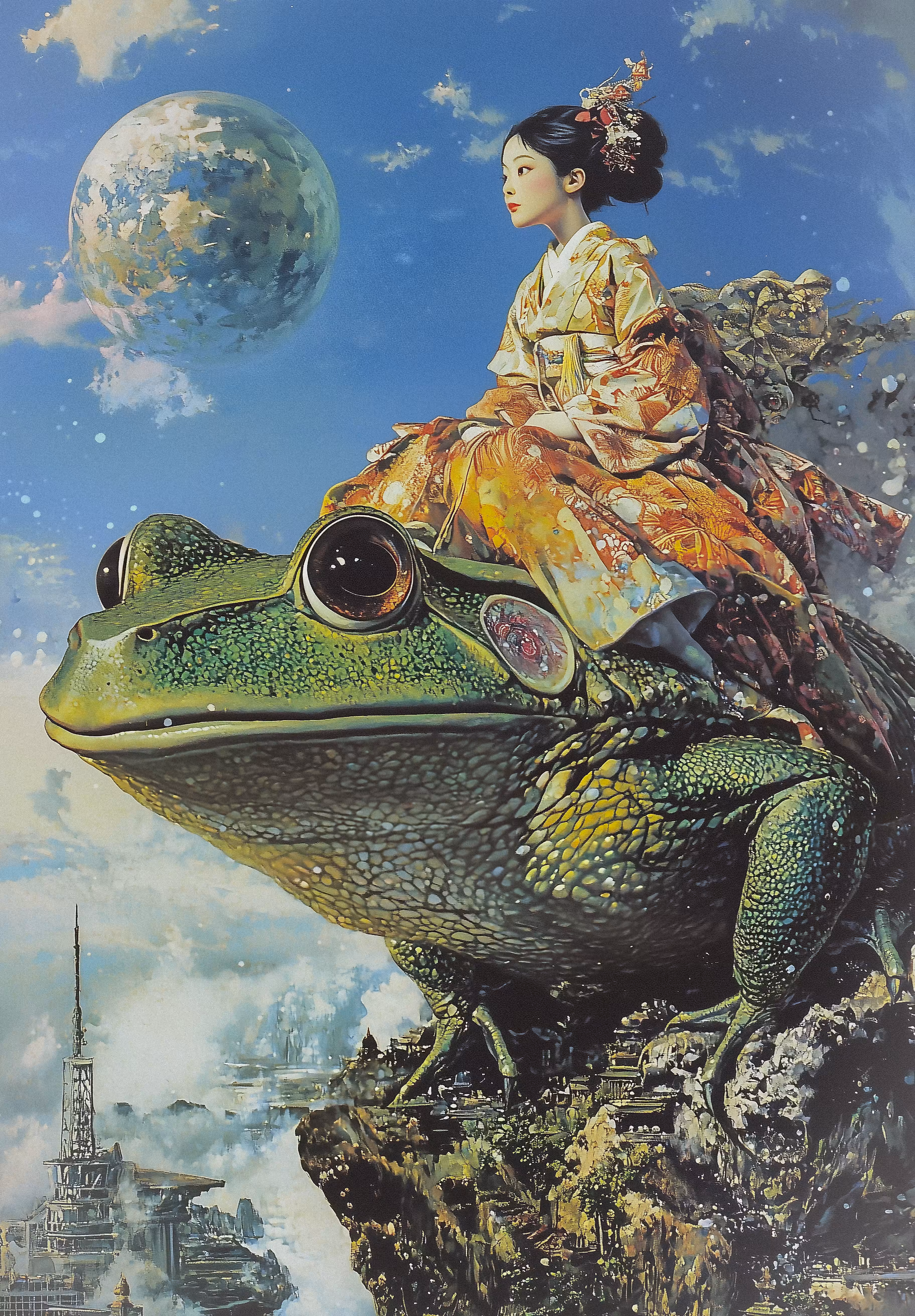 Kimono girl on her frog
