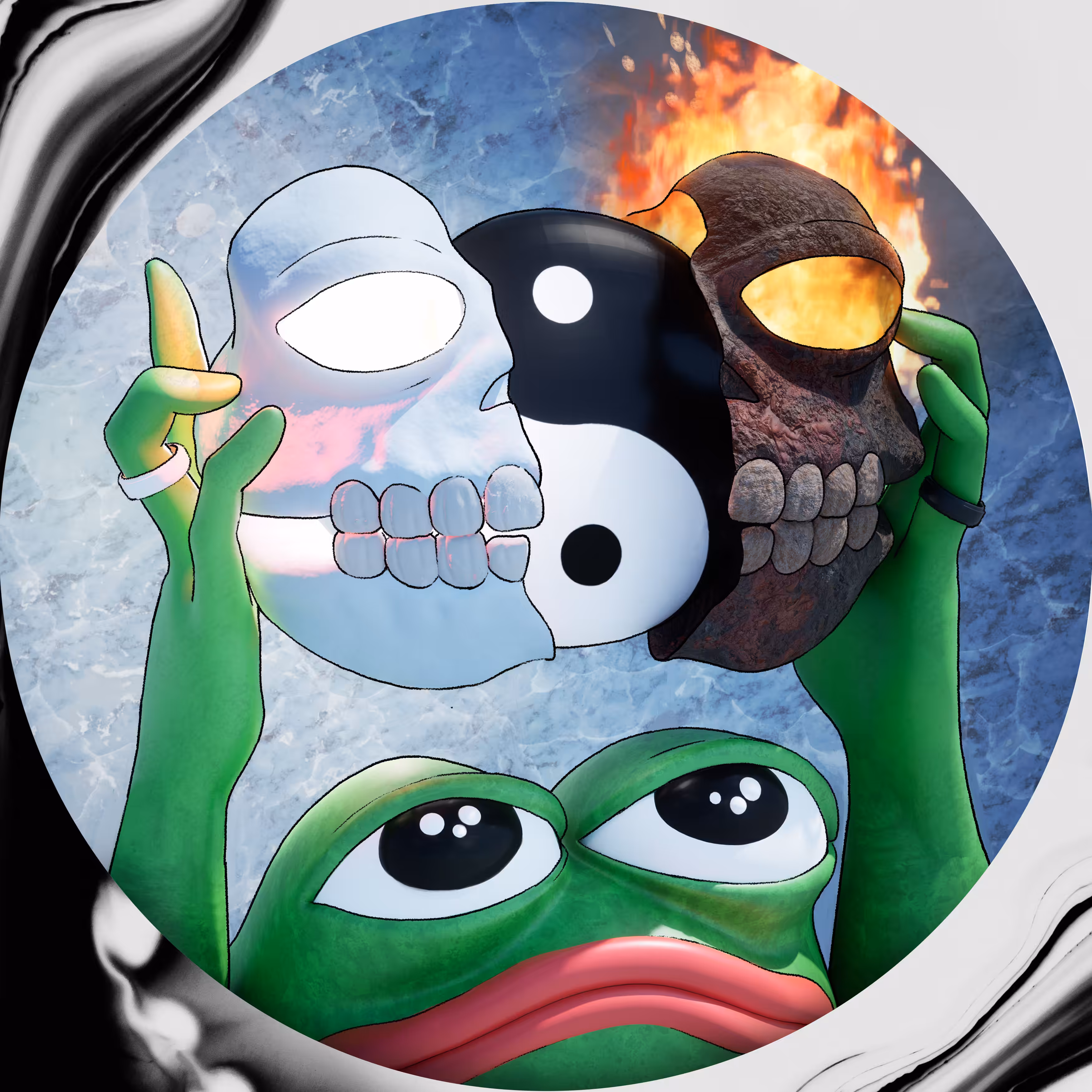YIN YANG PEPE SKULL