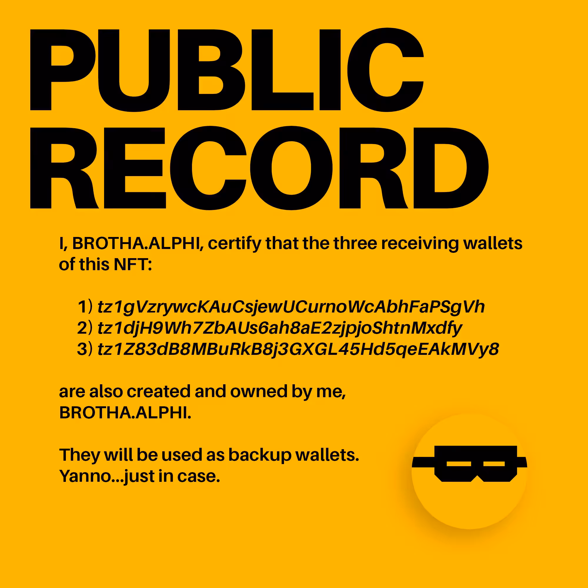 Public Record - Backup wallets