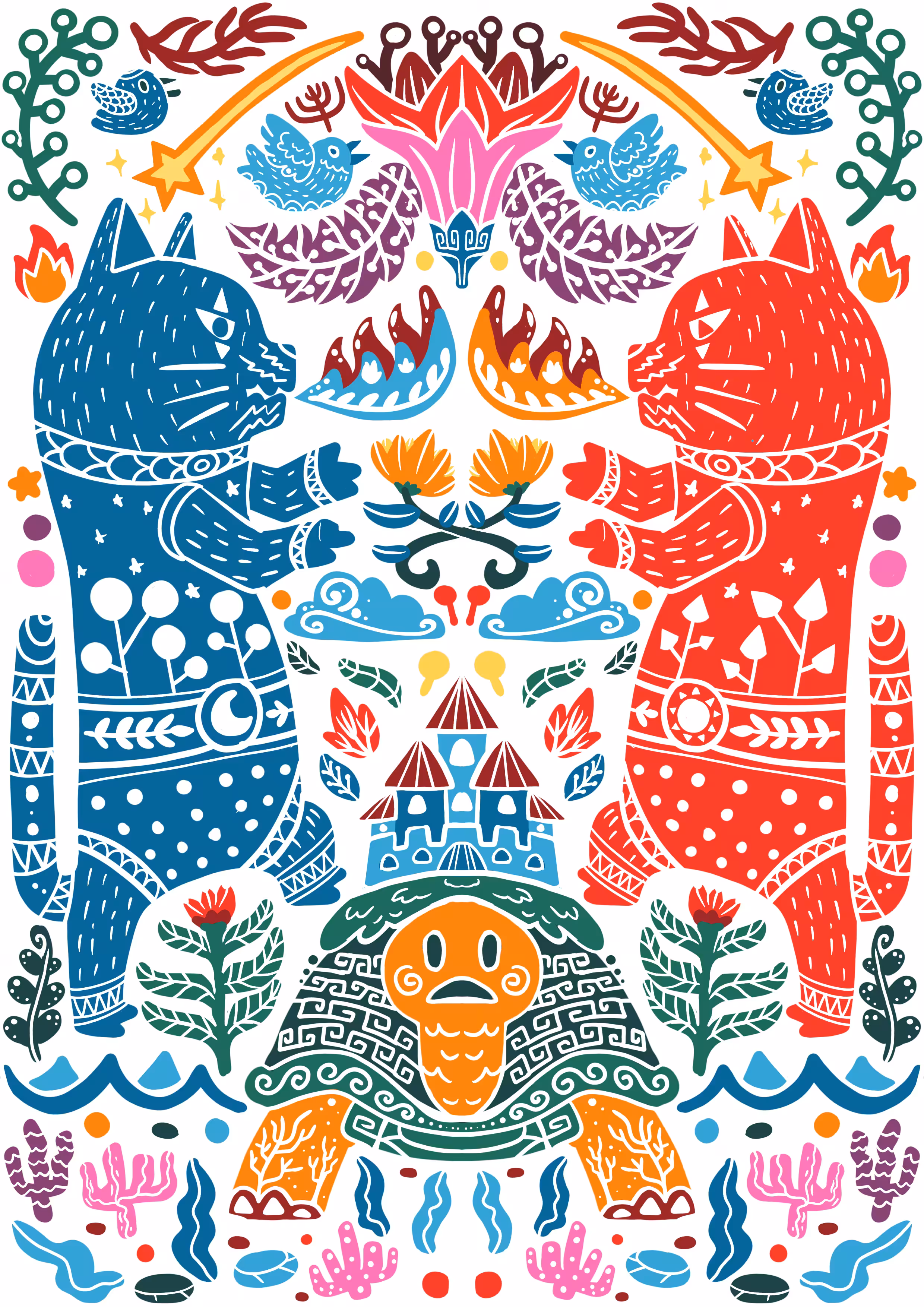 #13The War of two Giant Guardian Cats 