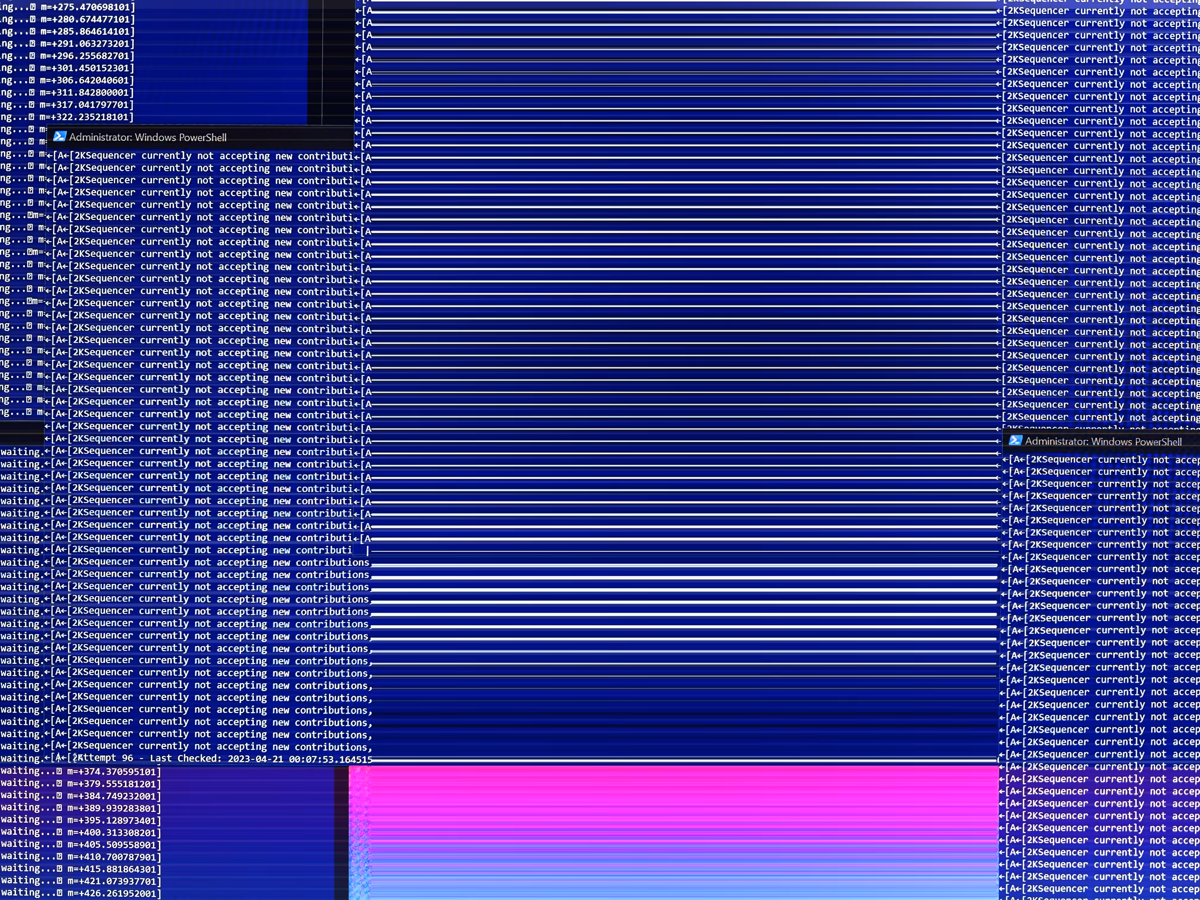 sequencer currently not accepting new contributions 2/420