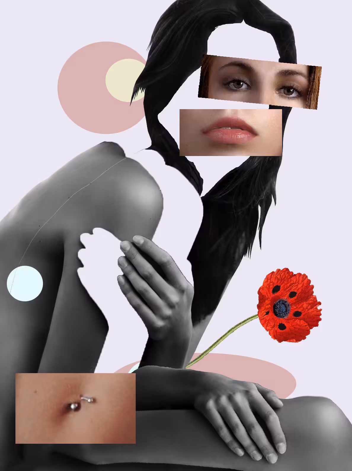 Red Flower - Woman's Collage