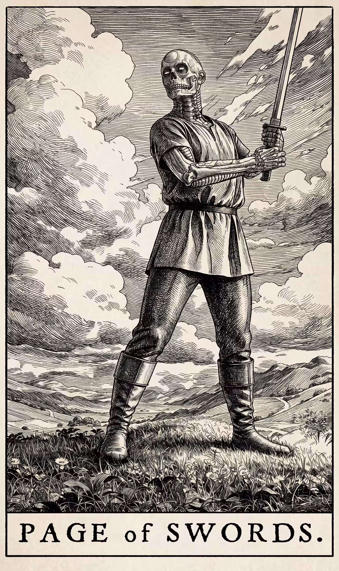 The Fool's Journey: Page of Swords — Litho
