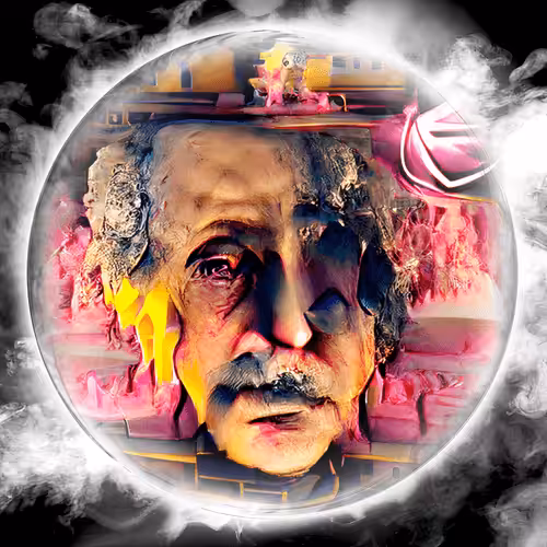 Albert Einstein on a Yellow Bullet Train