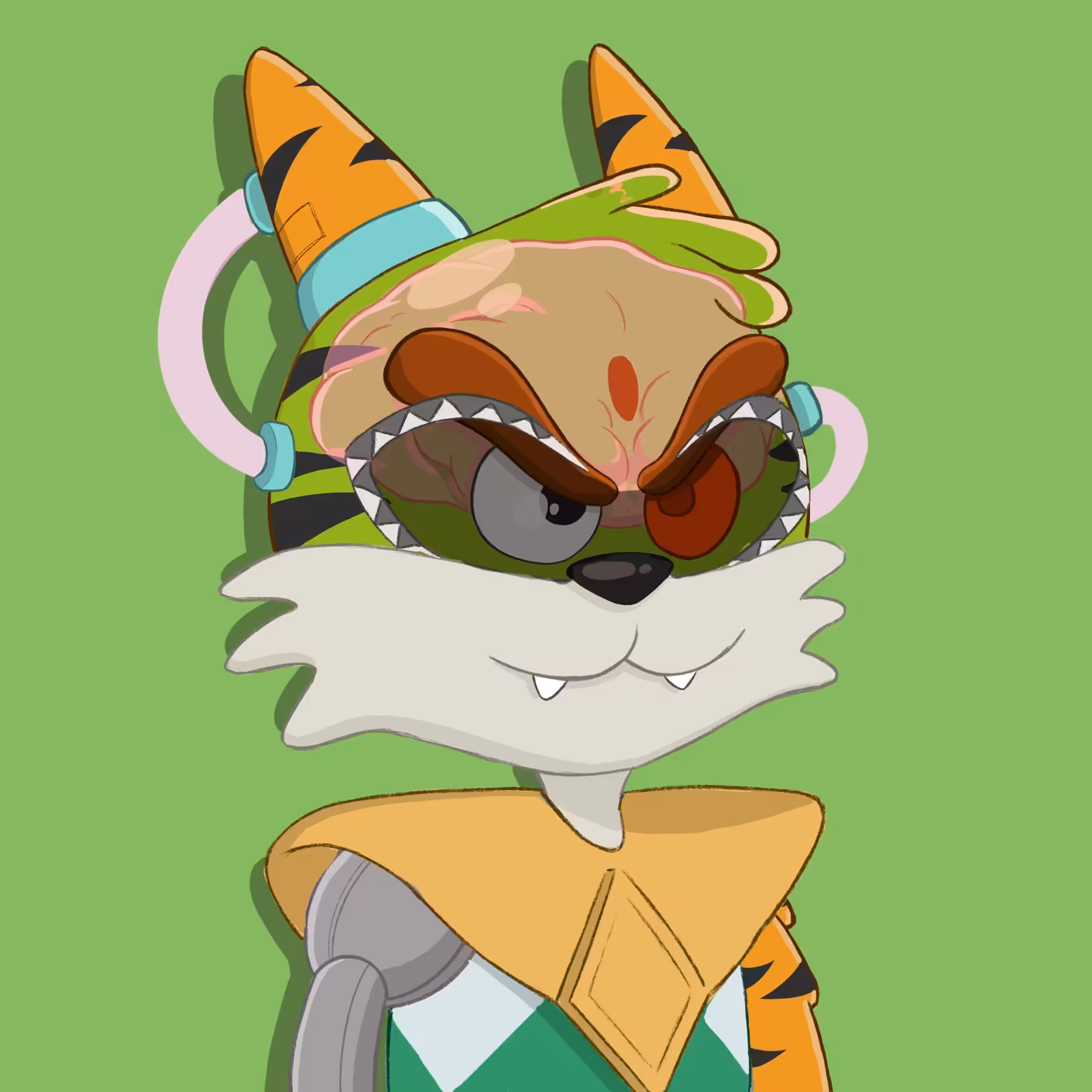GREEN Cloned Cranium Cat Club